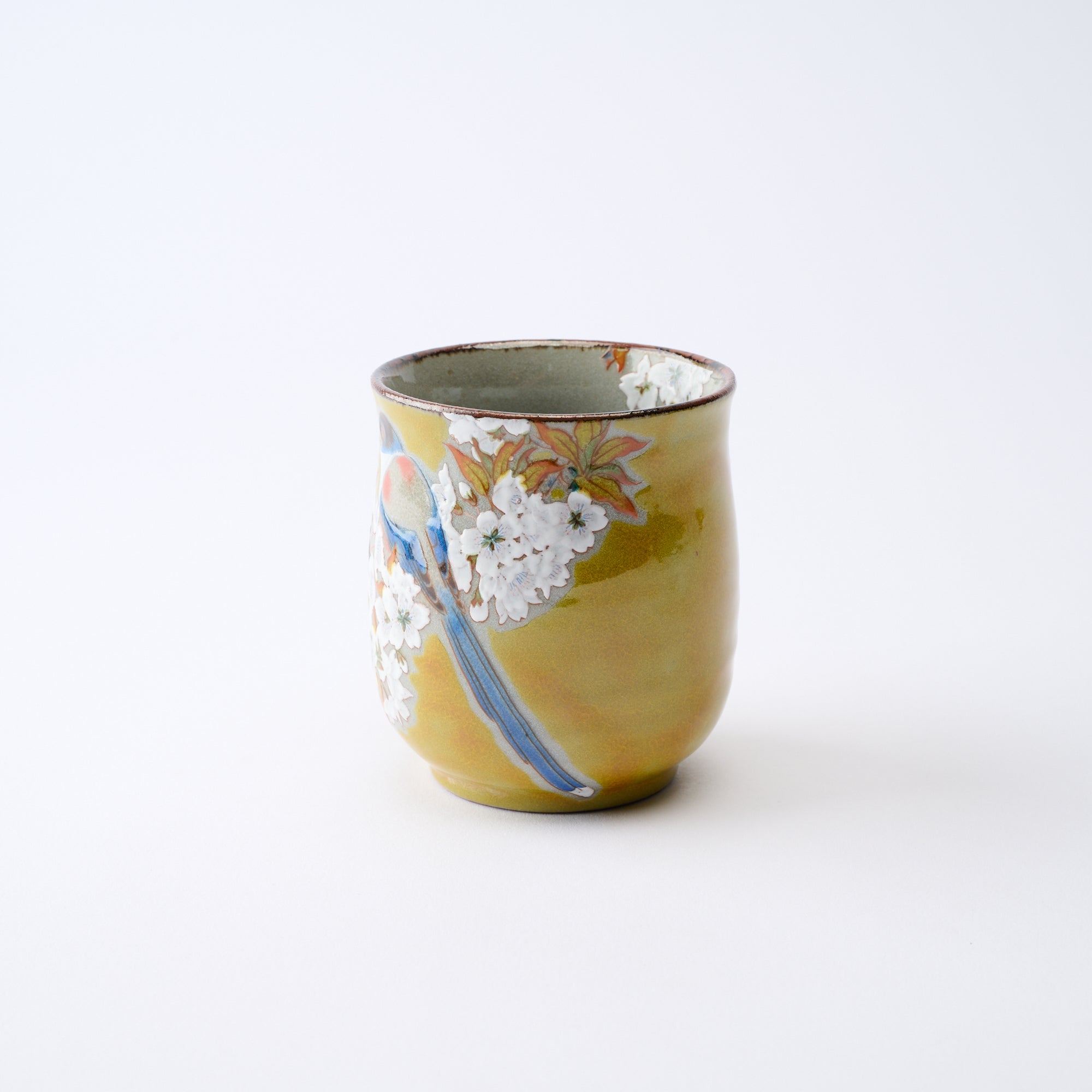 組湯呑 吉田屋山桜に鳥 - JAPAN KUTANI SHOP