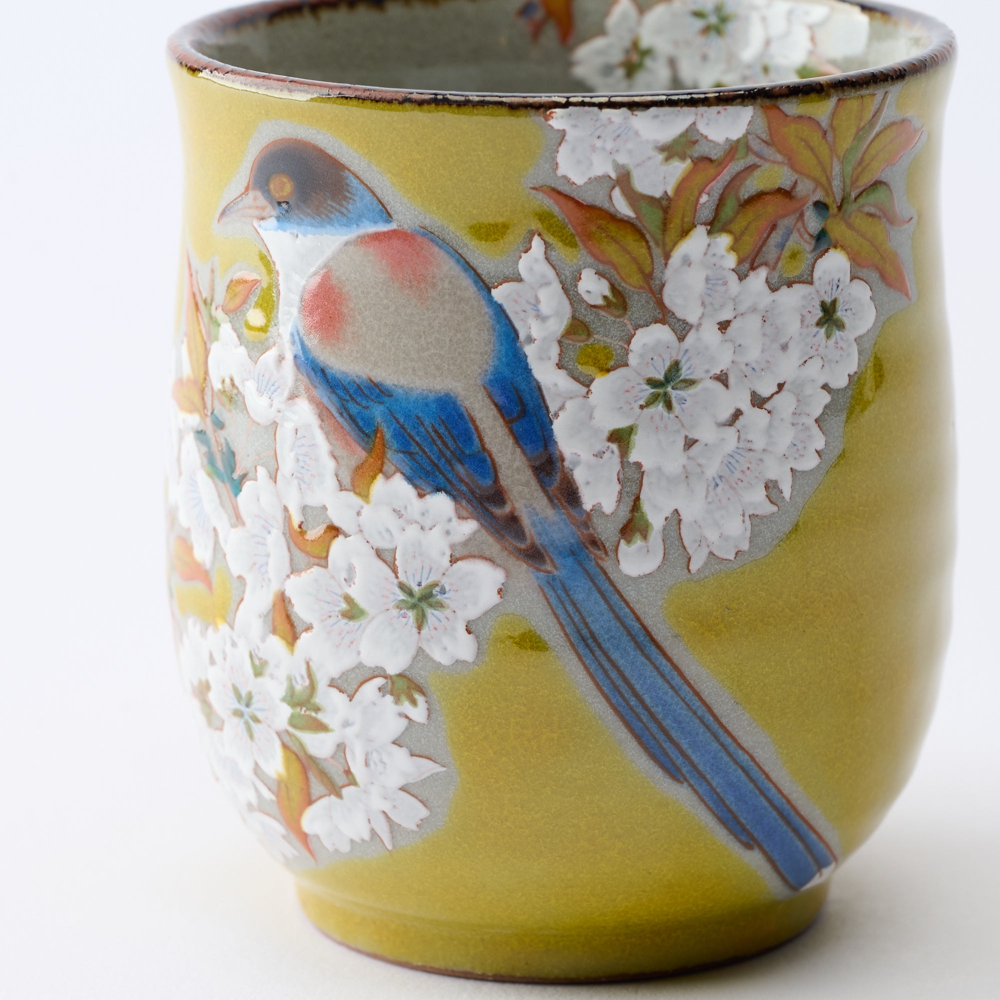 組湯呑 吉田屋山桜に鳥 - JAPAN KUTANI SHOP