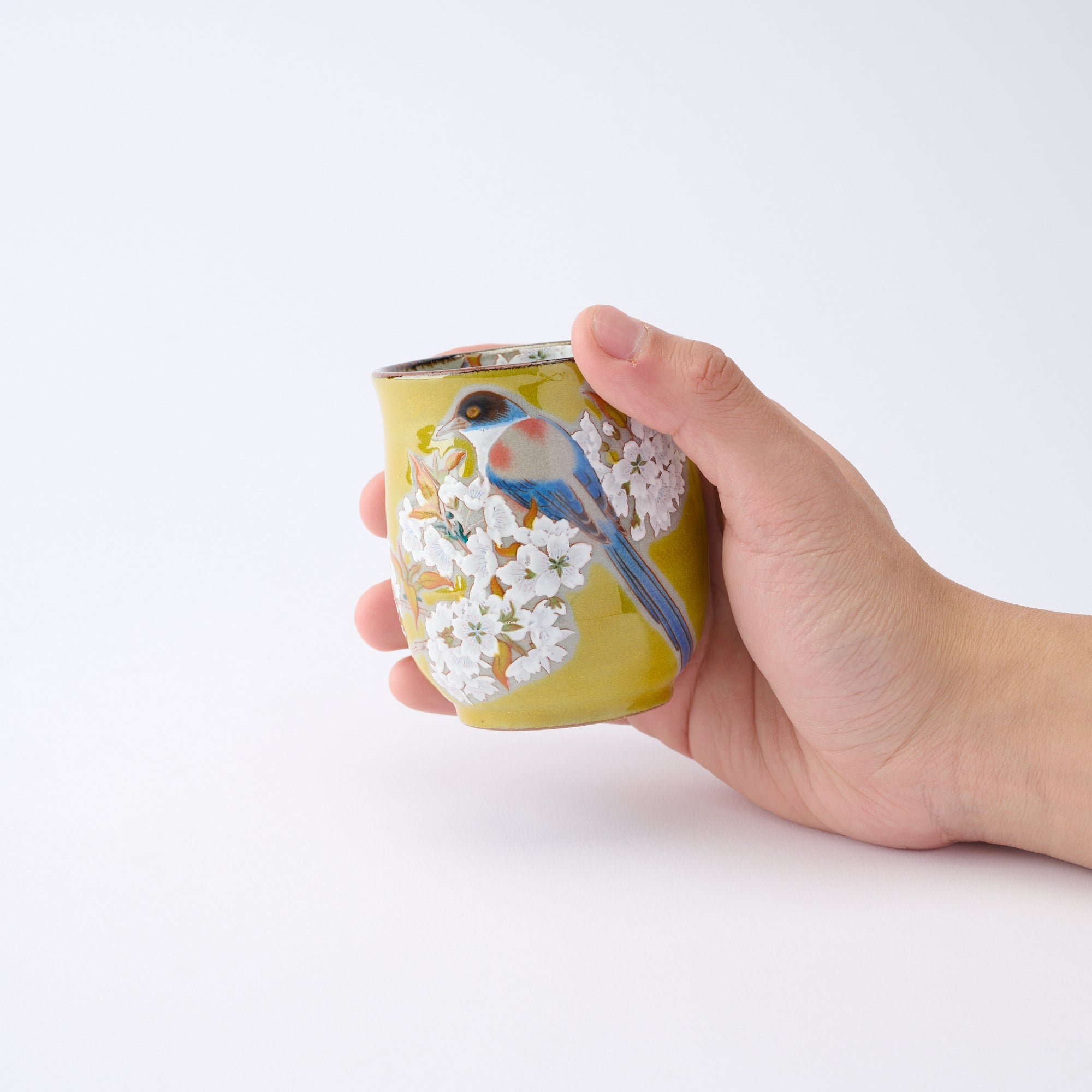 組湯呑 吉田屋山桜に鳥 - JAPAN KUTANI SHOP