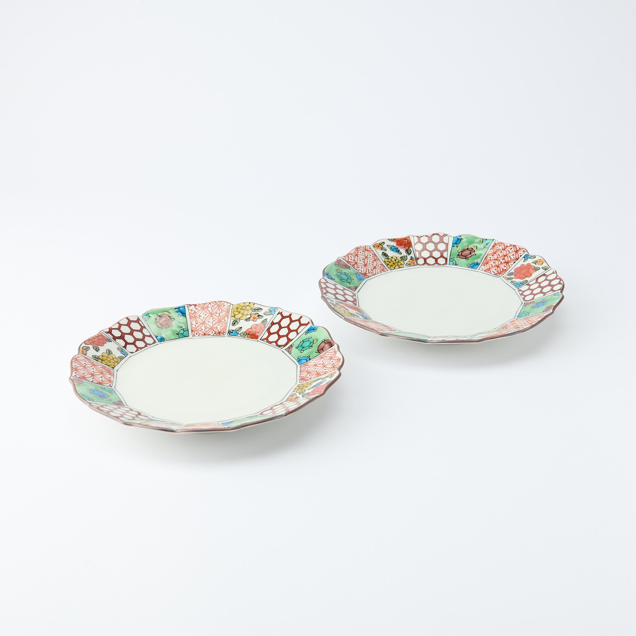 Marigold & Auspicious Motif Side Plate Pair - JAPAN KUTANI SHOP