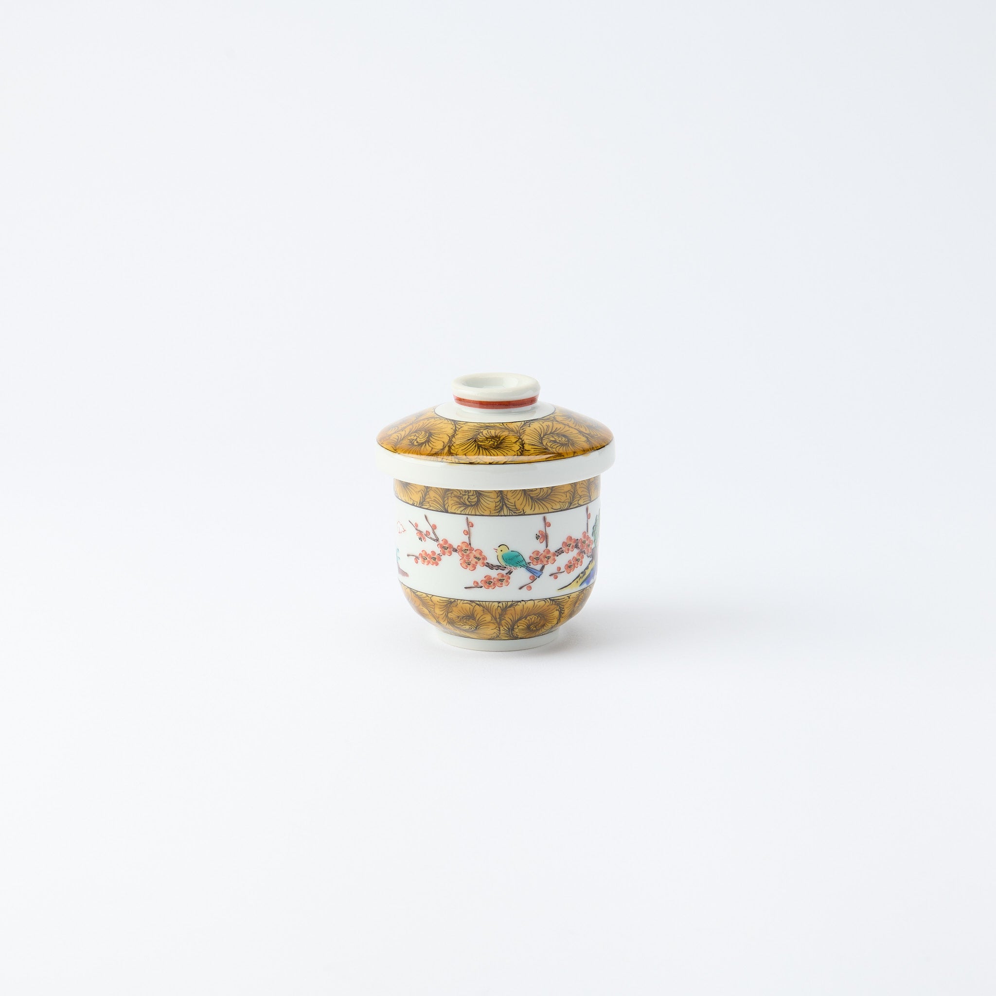 Ko-Kutani Flower and Bird Chawanmushi Bowl - JAPAN KUTANI SHOP