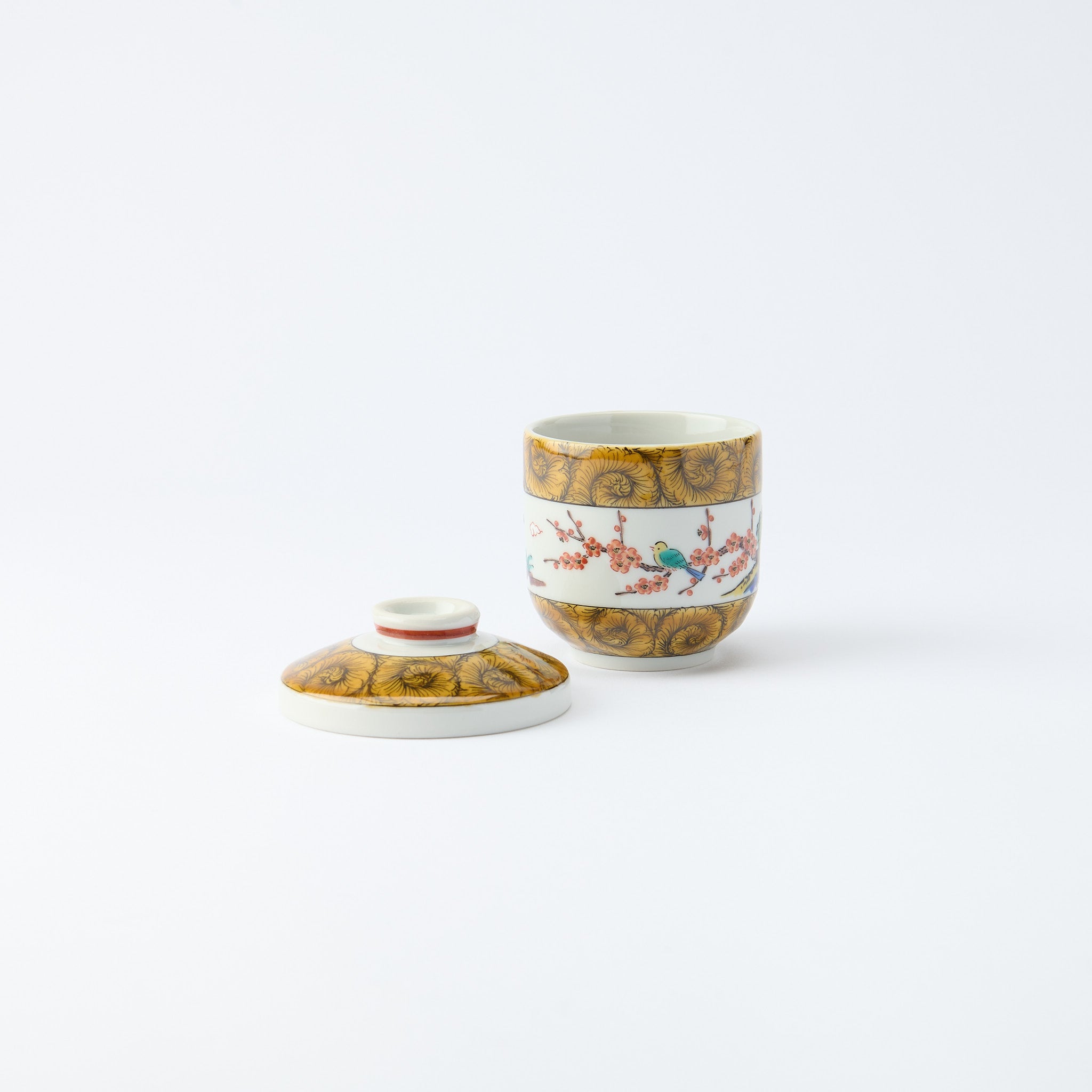 Ko-Kutani Flower and Bird Chawanmushi Bowl - JAPAN KUTANI SHOP