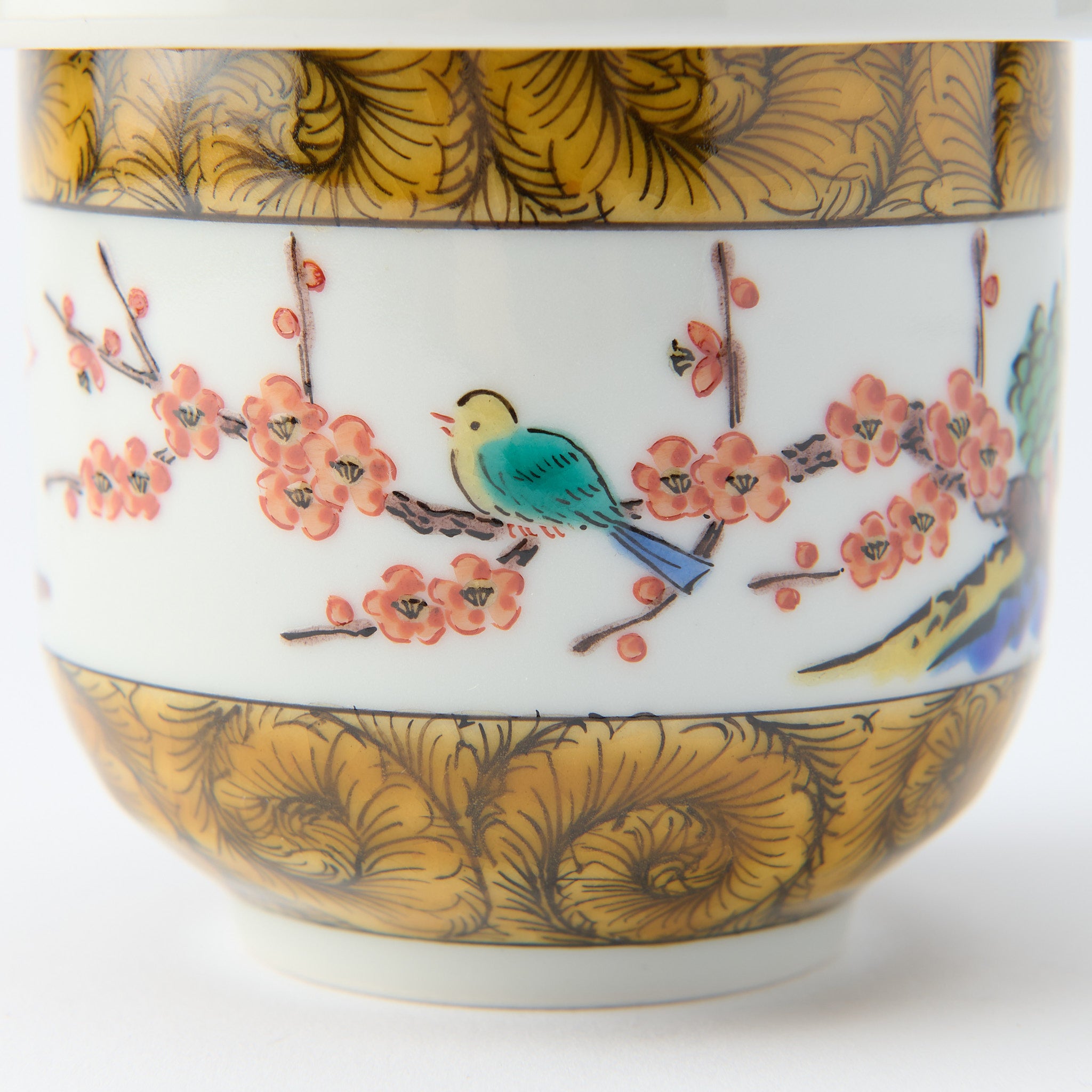 Ko-Kutani Flower and Bird Chawanmushi Bowl - JAPAN KUTANI SHOP
