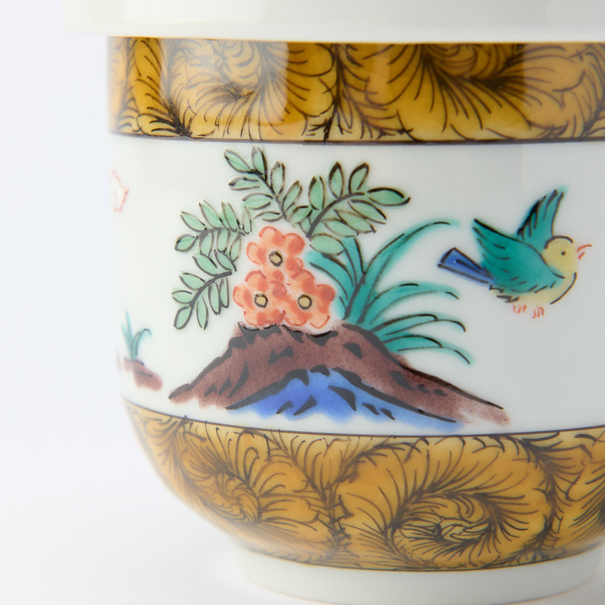 Ko-Kutani Flower and Bird Chawanmushi Bowl - JAPAN KUTANI SHOP