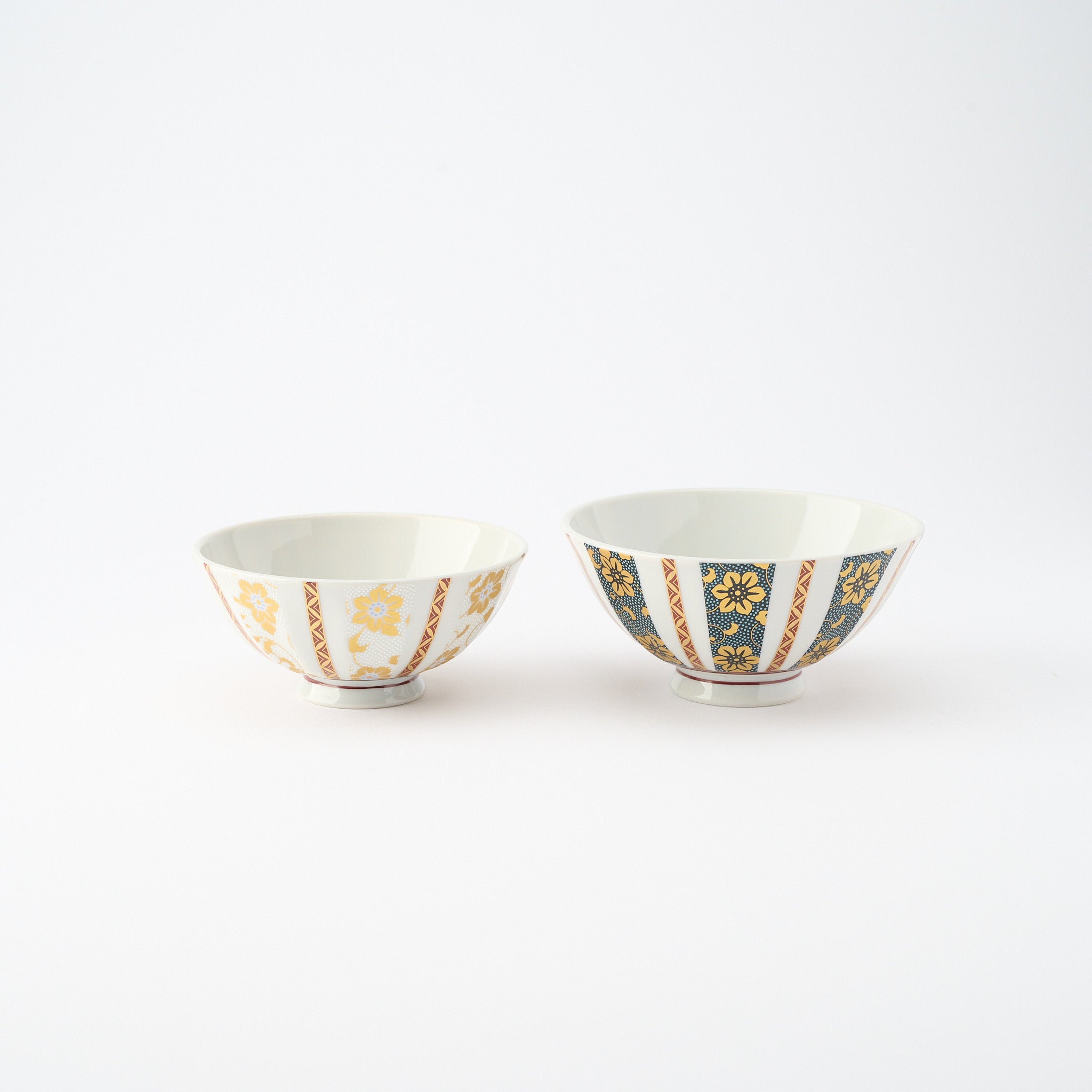 Gold Clematis Chibu Rice Bowl Pair - JAPAN KUTANI SHOP