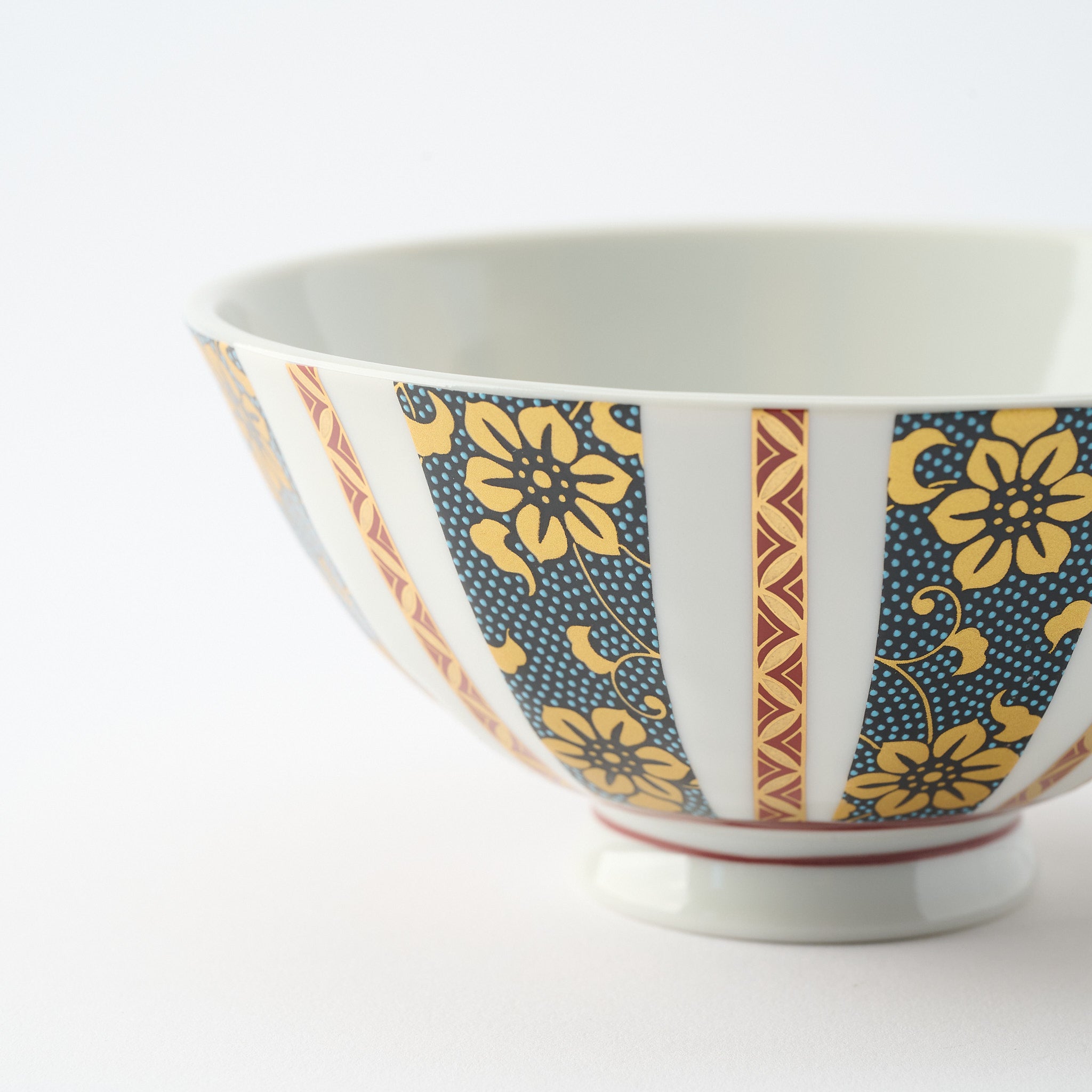 Gold Clematis Chibu Rice Bowl Pair - JAPAN KUTANI SHOP