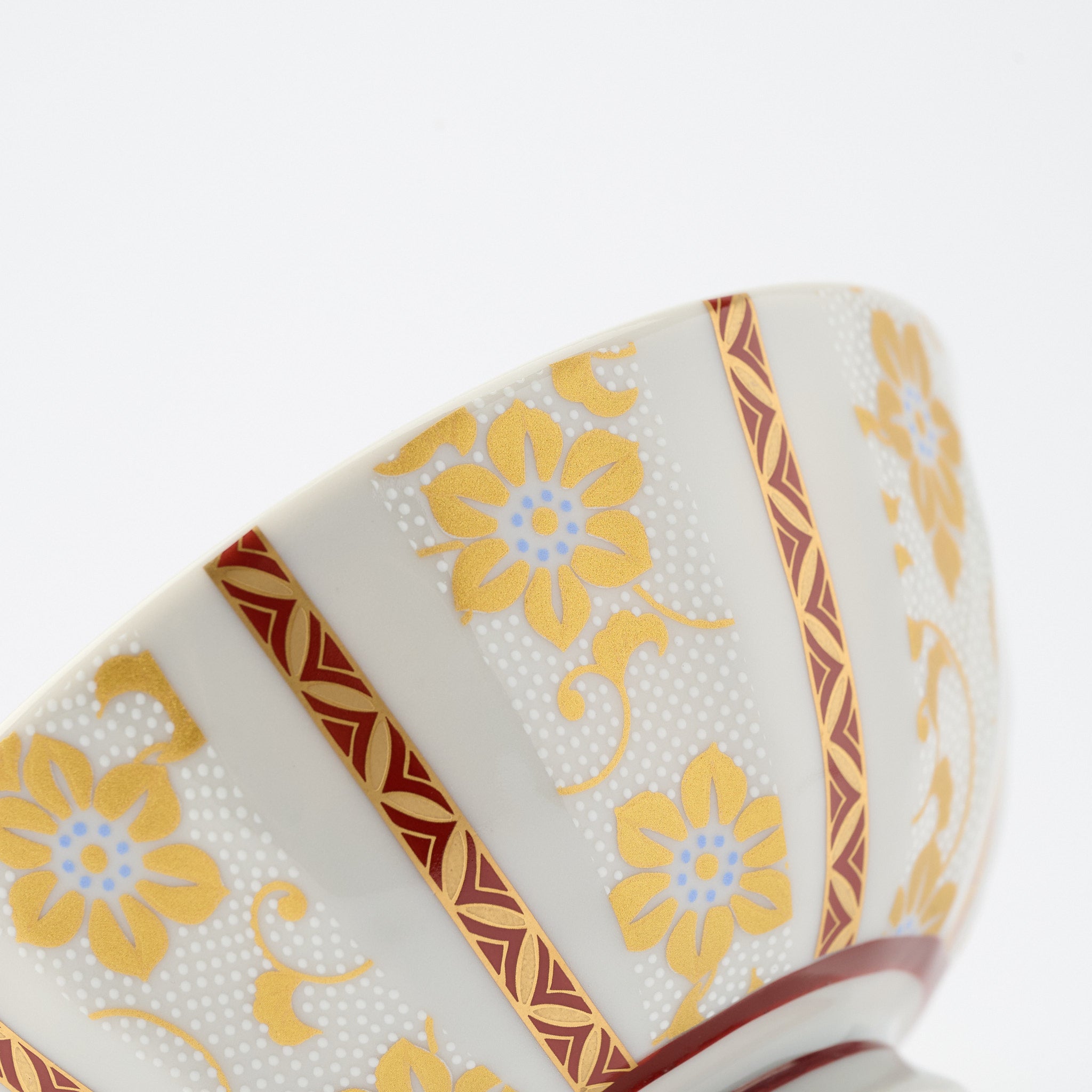 Gold Clematis Chibu Rice Bowl Pair - JAPAN KUTANI SHOP