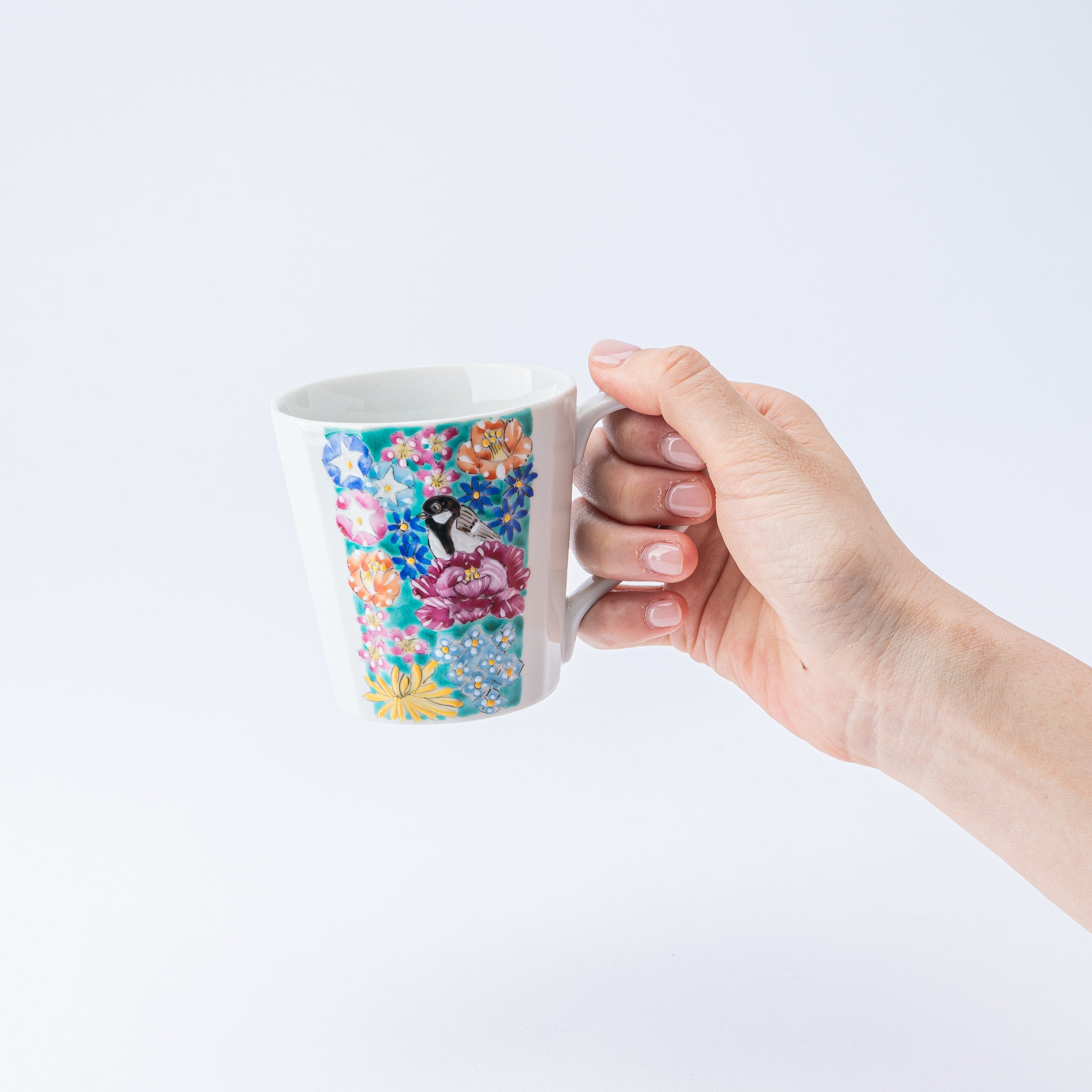 マグカップ 小鳥花詰 - JAPAN KUTANI SHOP