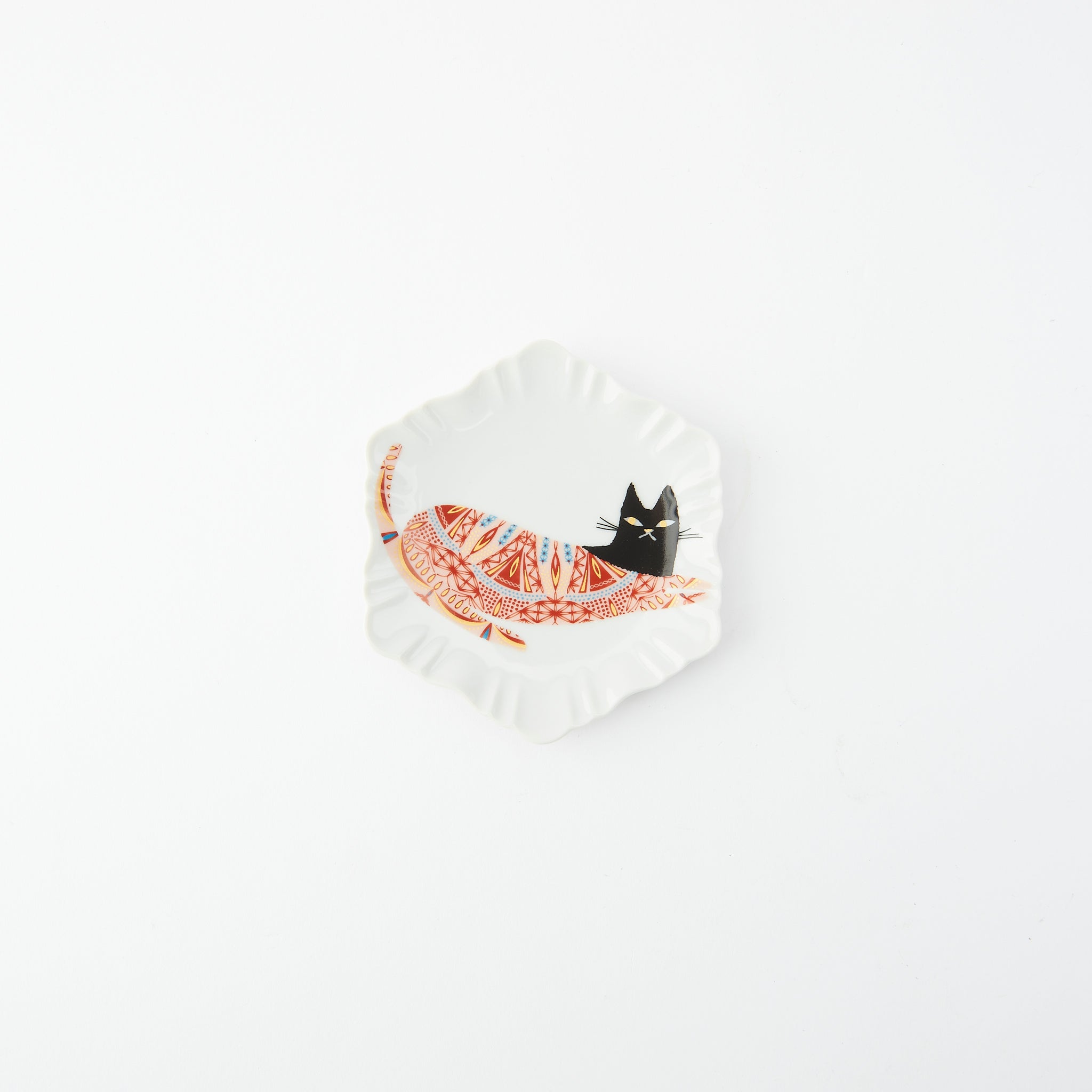 Red Motif Hexagonal Sauce Plate