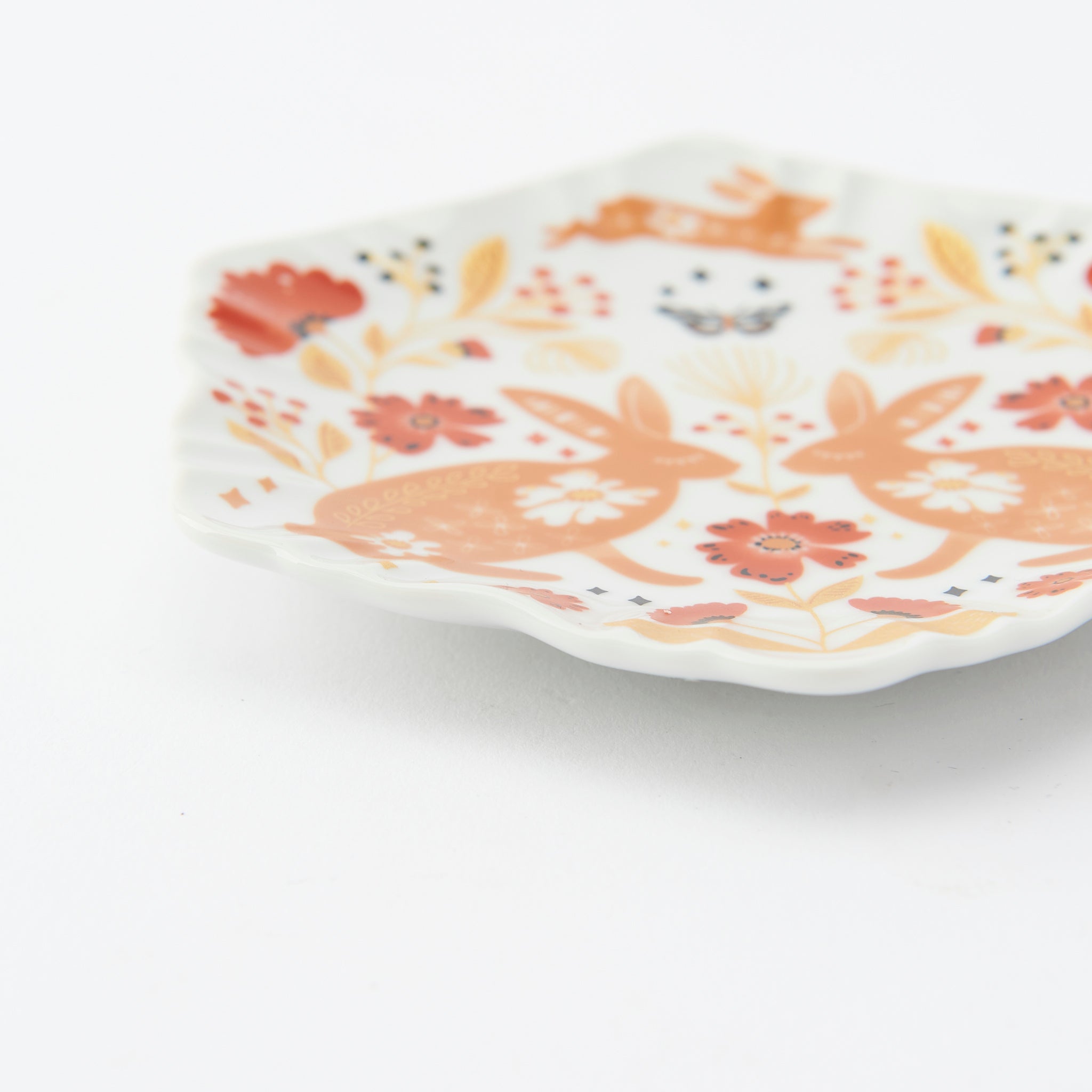 Red Motif Hexagonal Sauce Plate