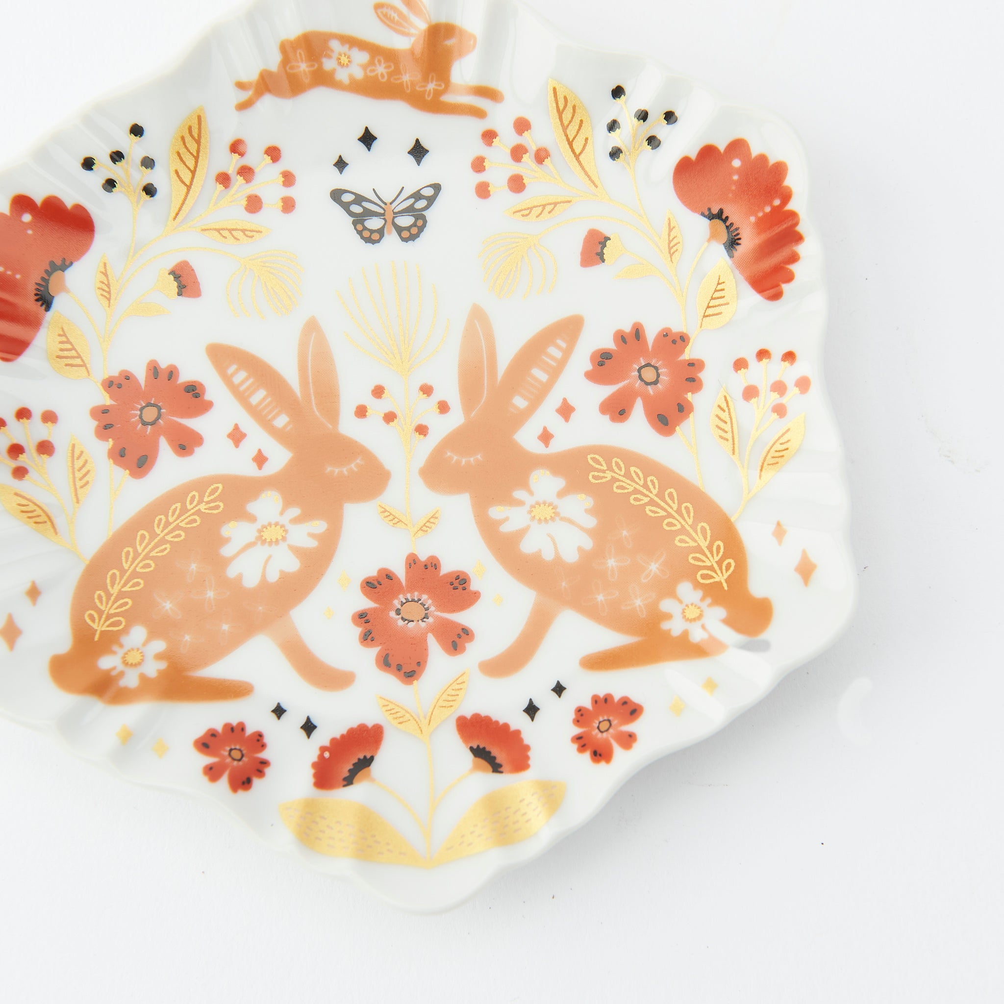 Red Motif Hexagonal Sauce Plate
