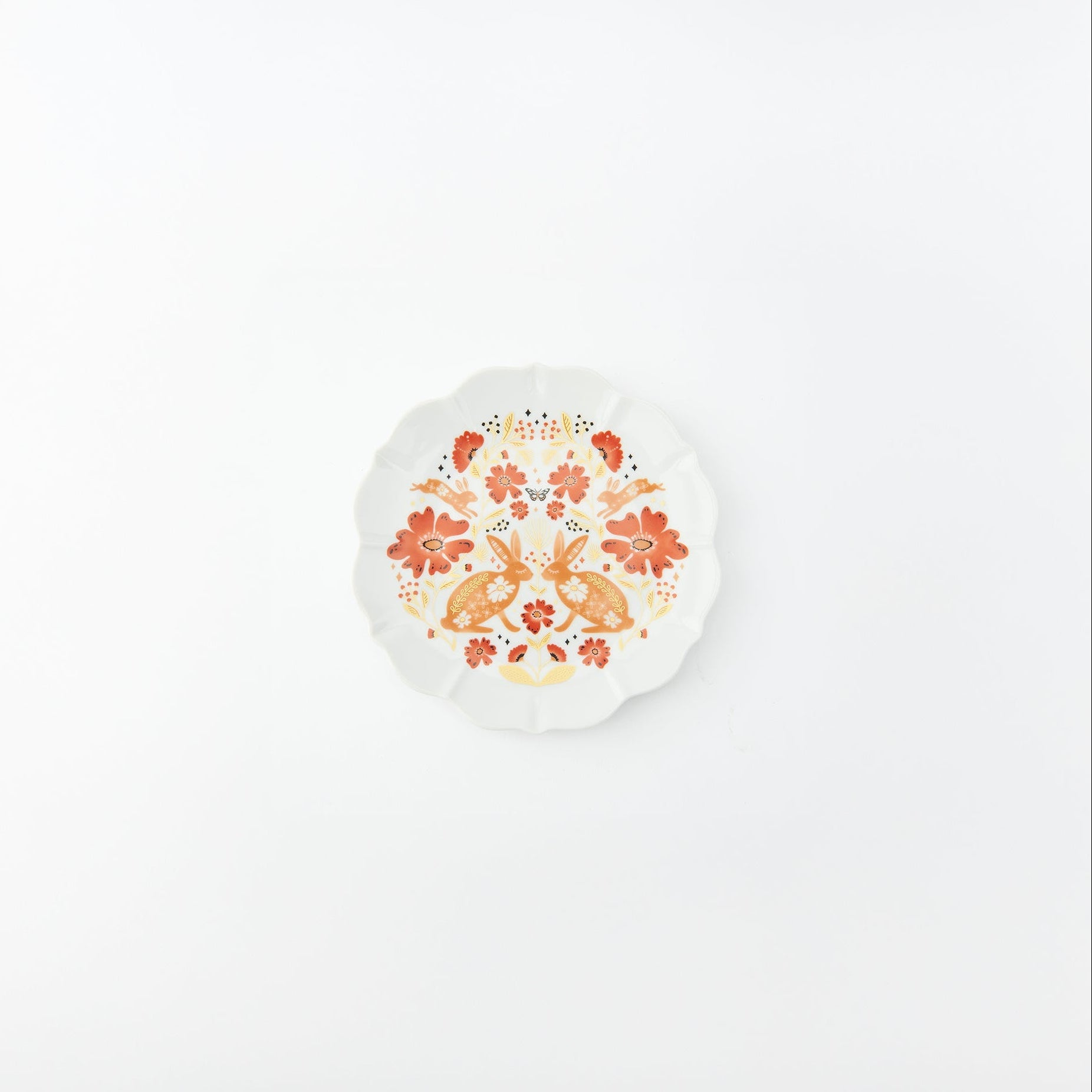 Red Motif Hexagonal Sauce Plate