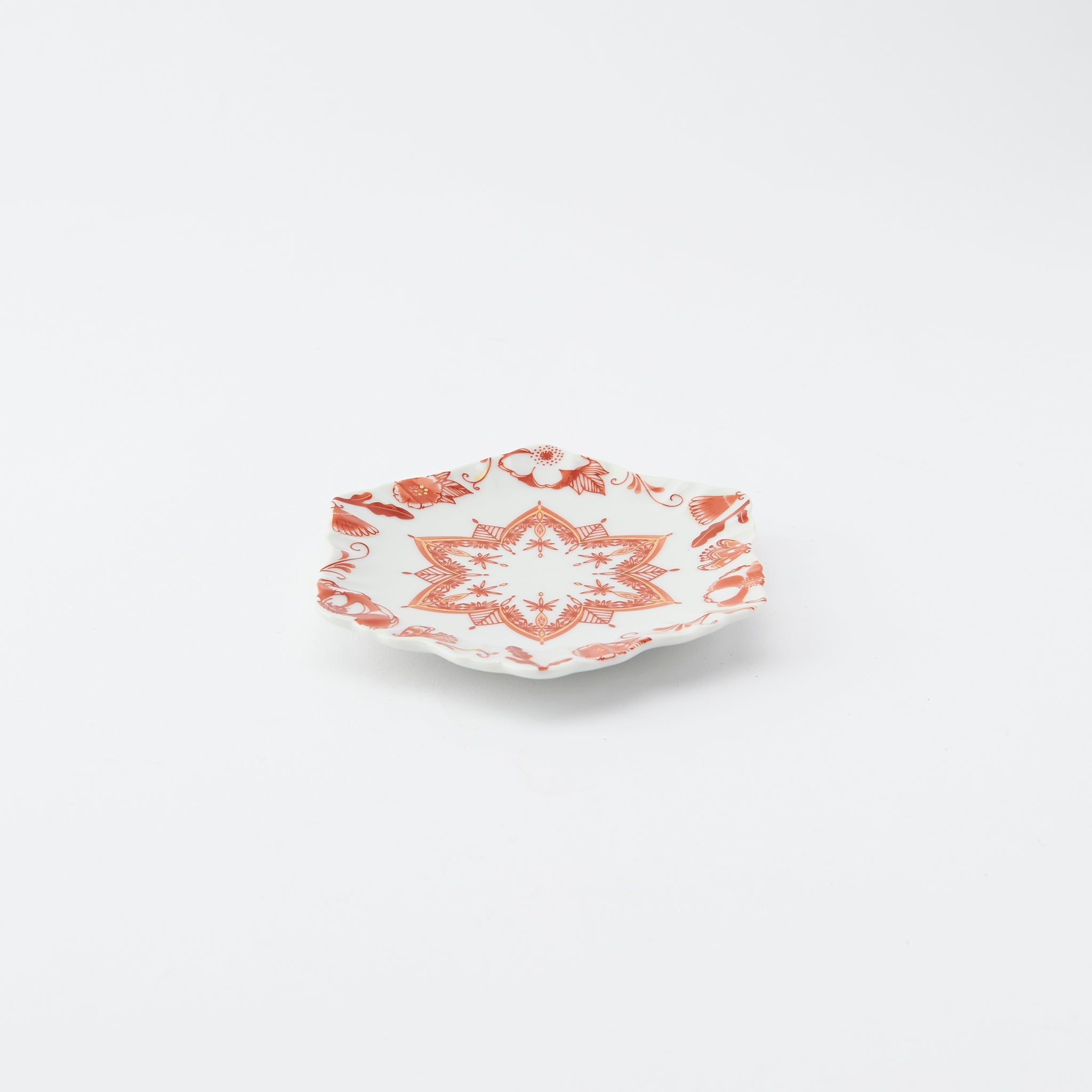 Red Motif Hexagonal Sauce Plate