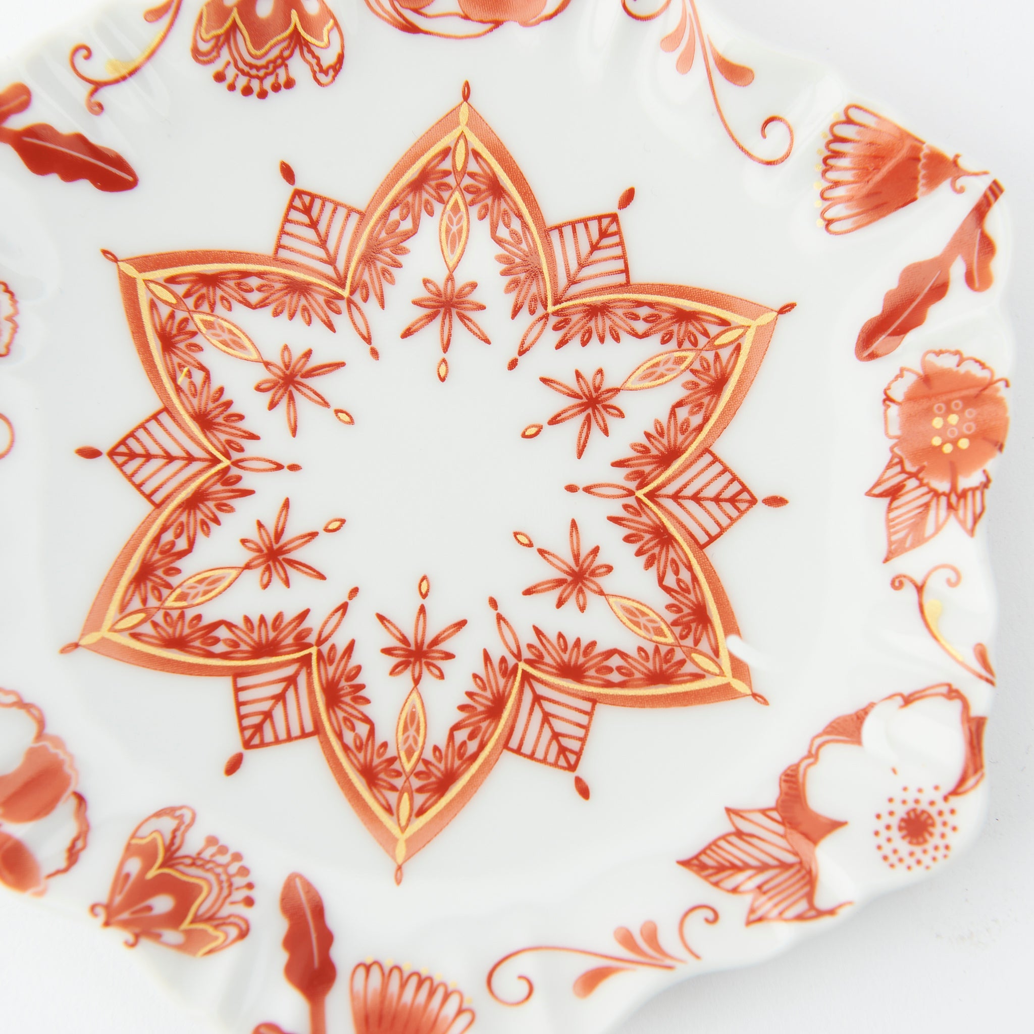 Red Motif Hexagonal Sauce Plate