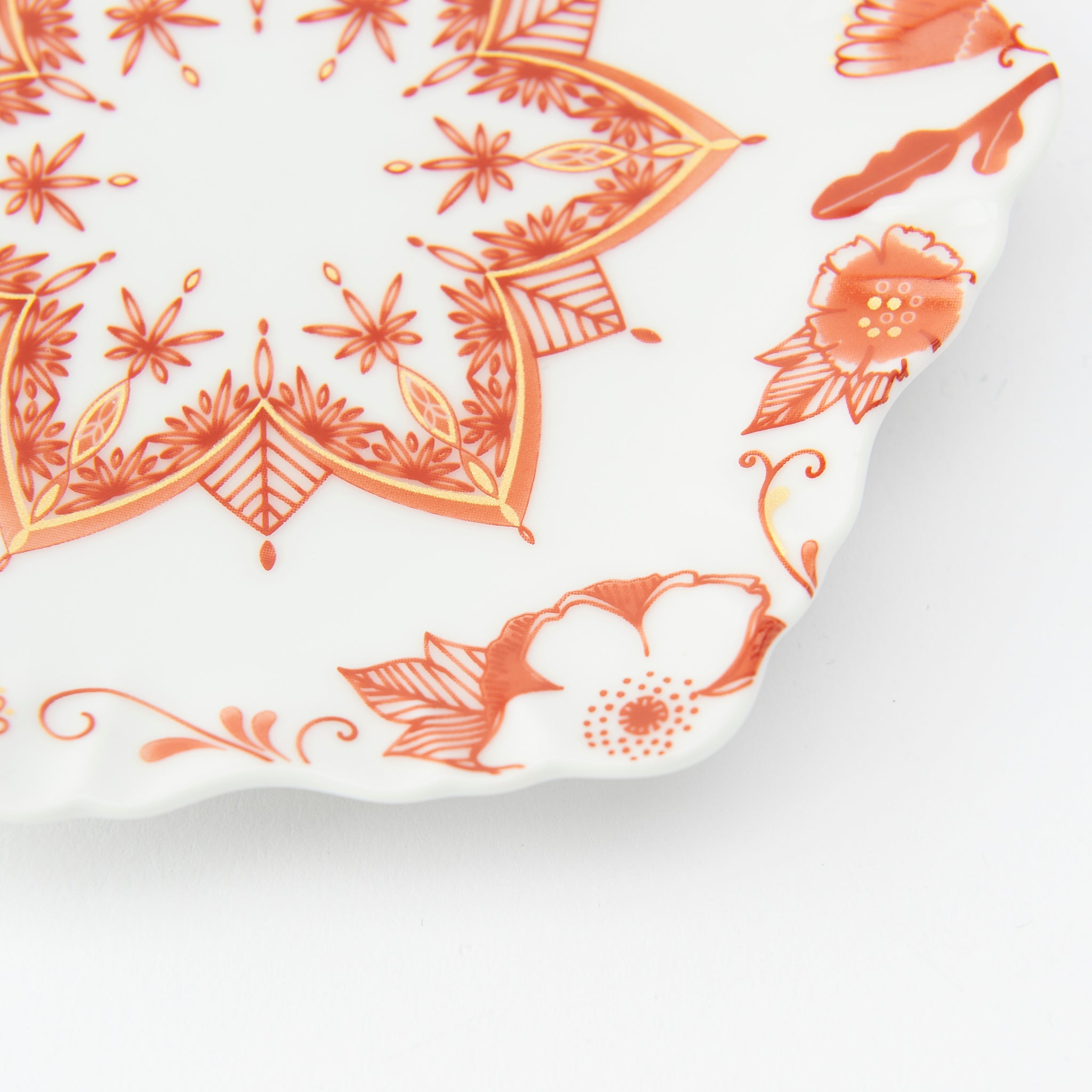 Red Motif Hexagonal Sauce Plate