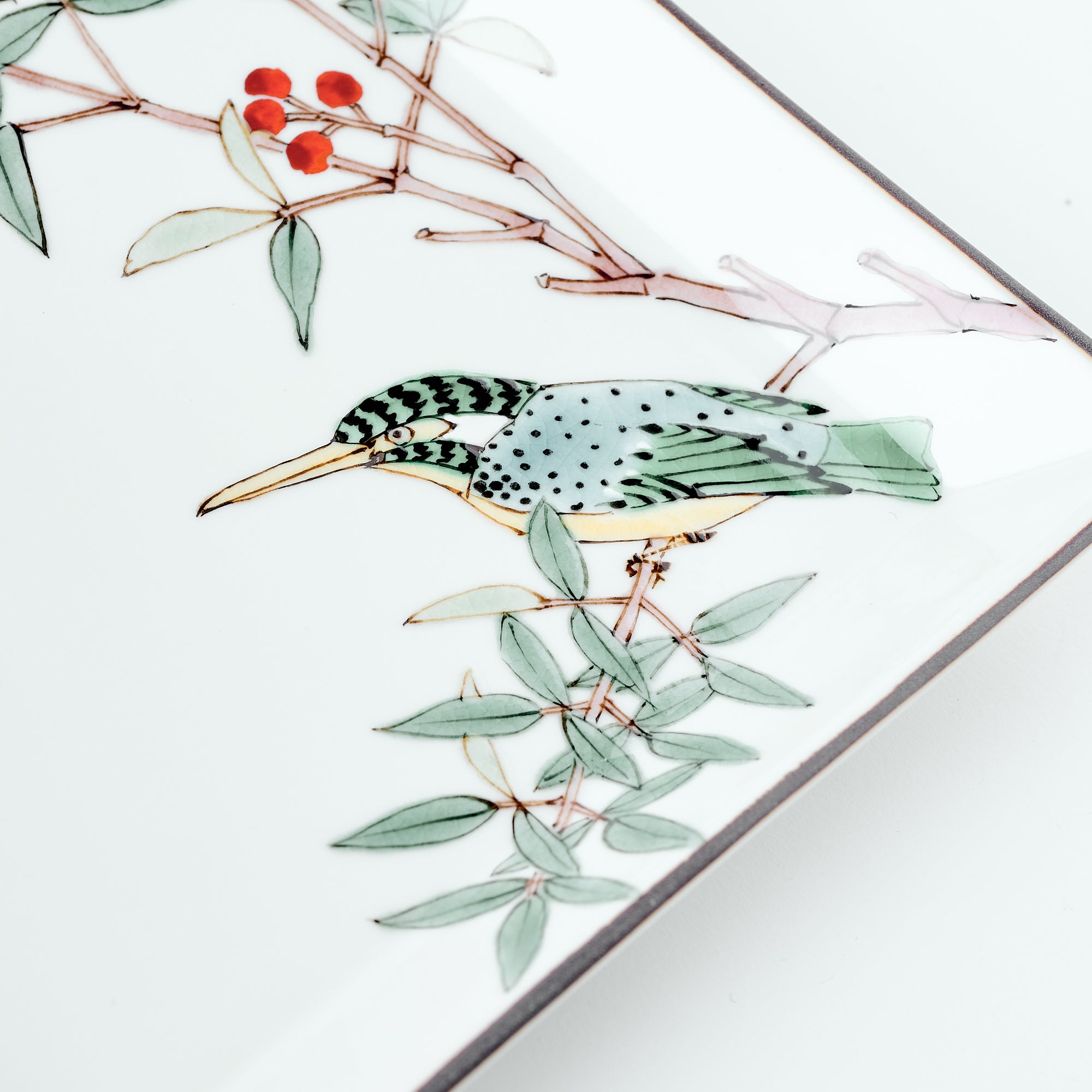 Bird and Botanicals Square Side Plate - JAPAN KUTANI SHOP