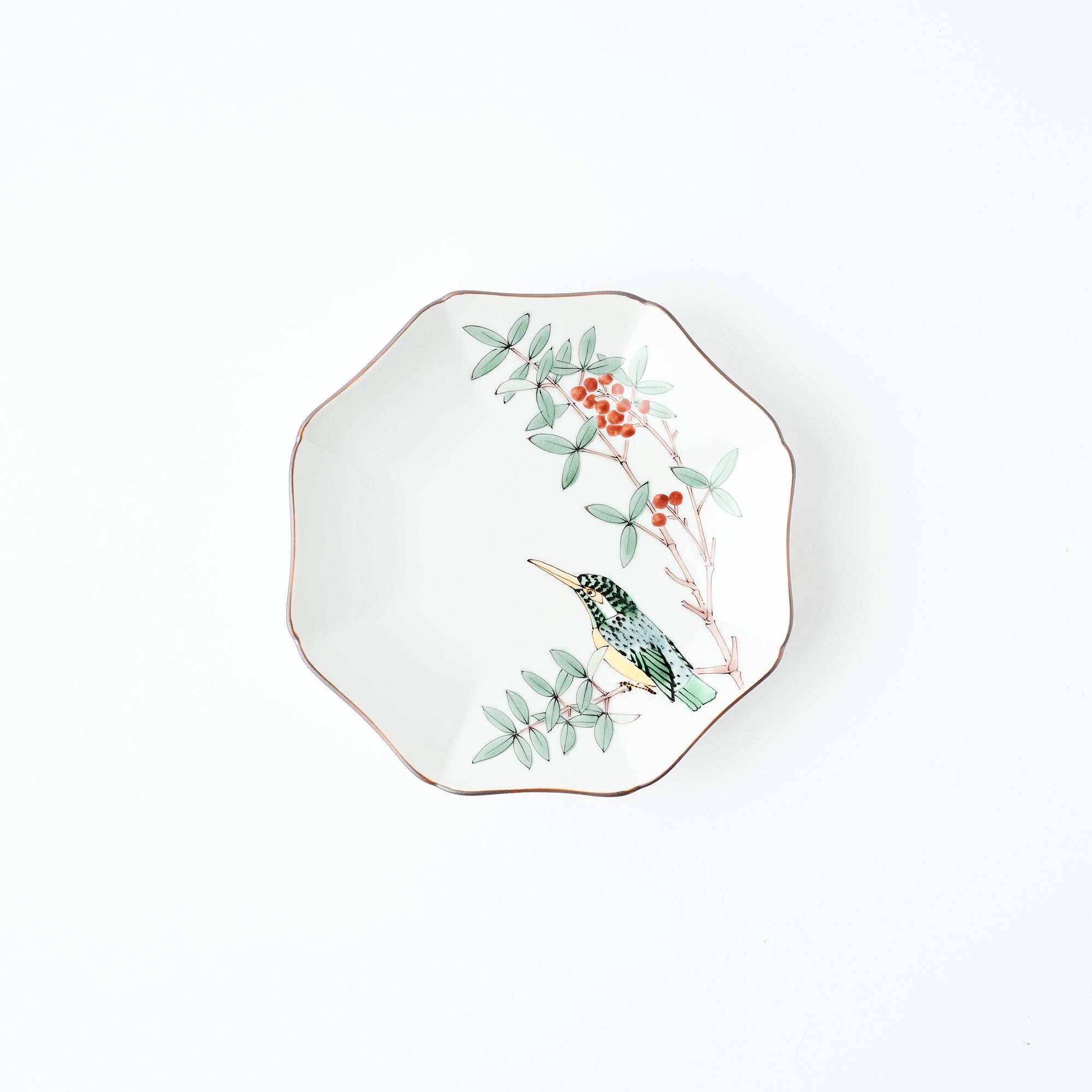 Bird and Botanicals Octagonal Side Plate - JAPAN KUTANI SHOP