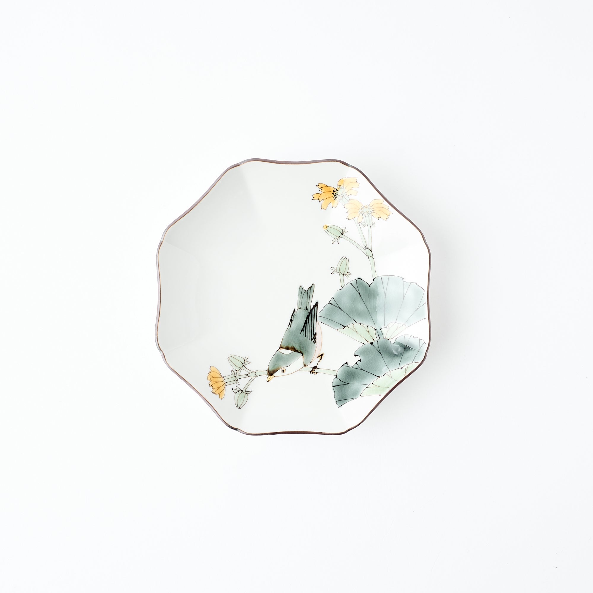 Bird and Botanicals Octagonal Side Plate - JAPAN KUTANI SHOP