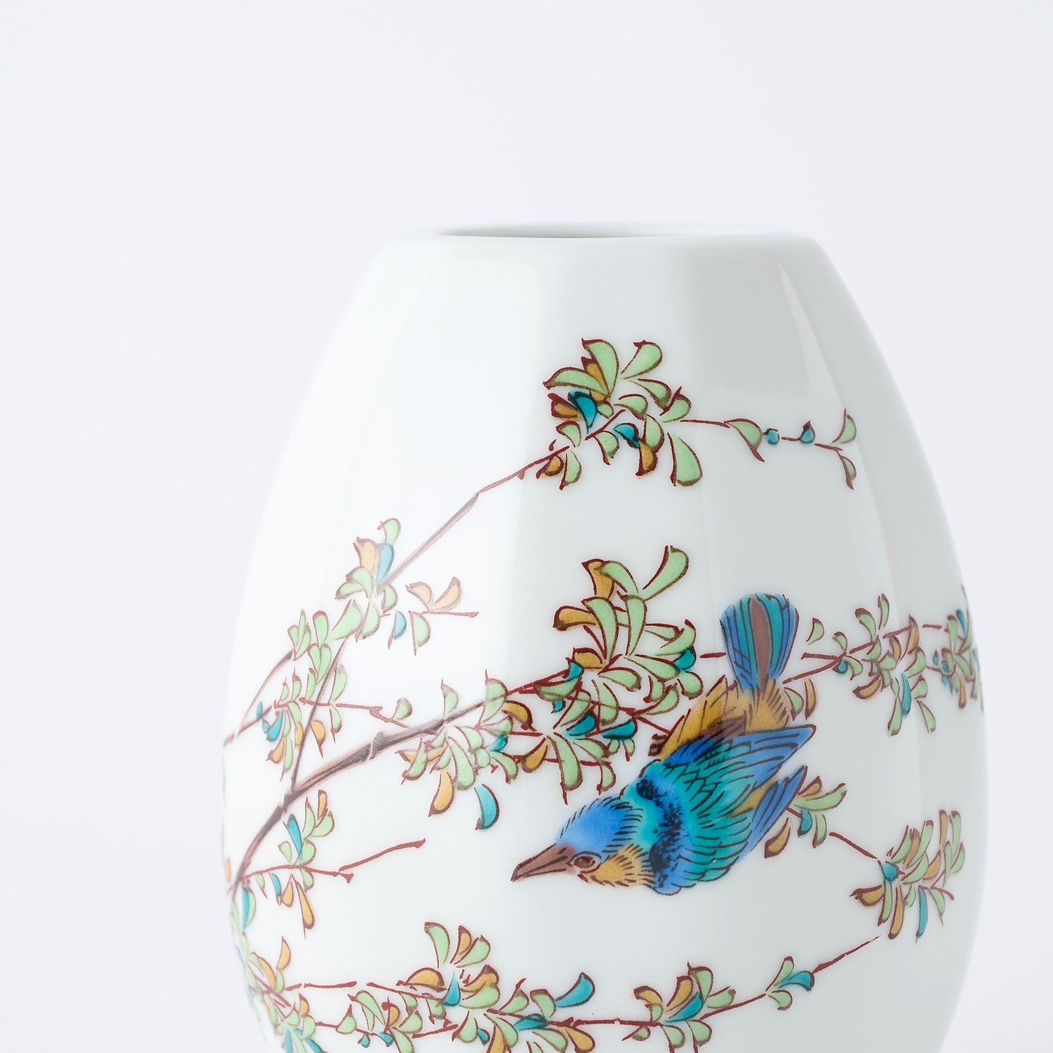Kingfisher Bird Faceted Flower Vase - JAPAN KUTANI SHOP