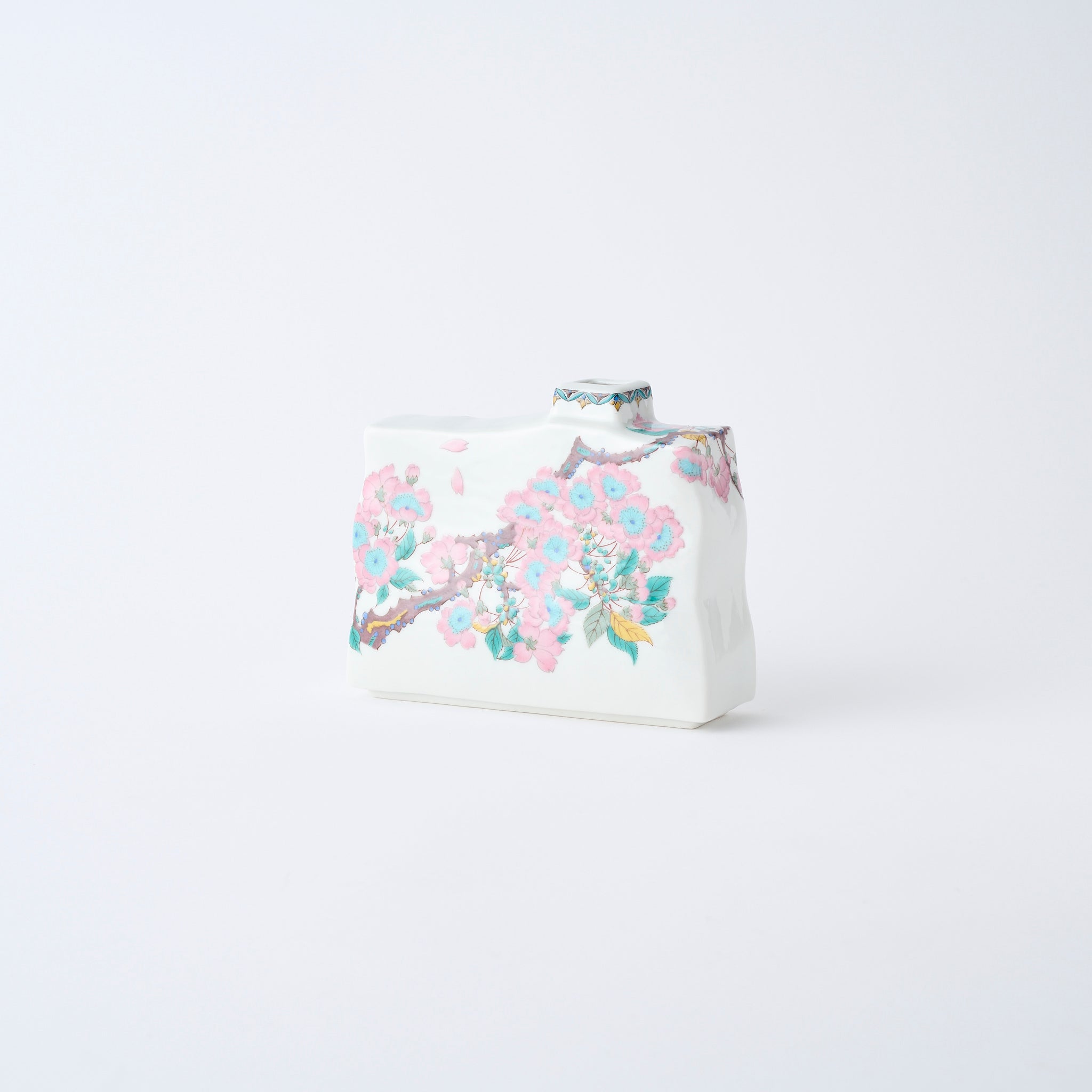 Weeping Sakura Tree Rectangular Flower Vase - JAPAN KUTANI SHOP