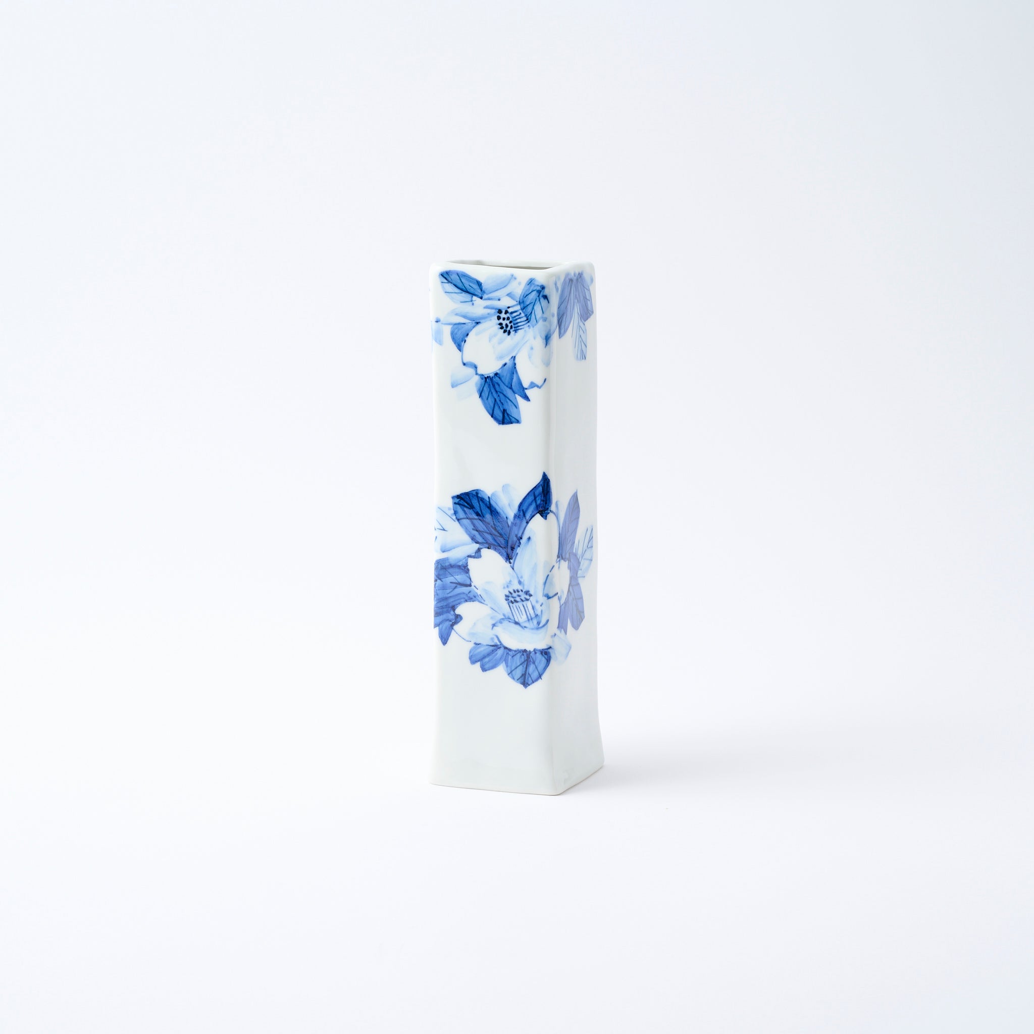Blue Flower Camellia Flower Vase - JAPAN KUTANI SHOP