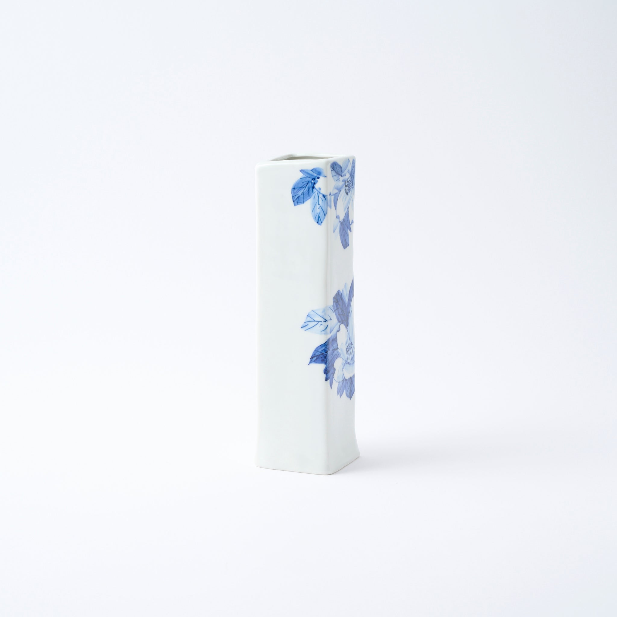 Blue Flower Camellia Flower Vase - JAPAN KUTANI SHOP