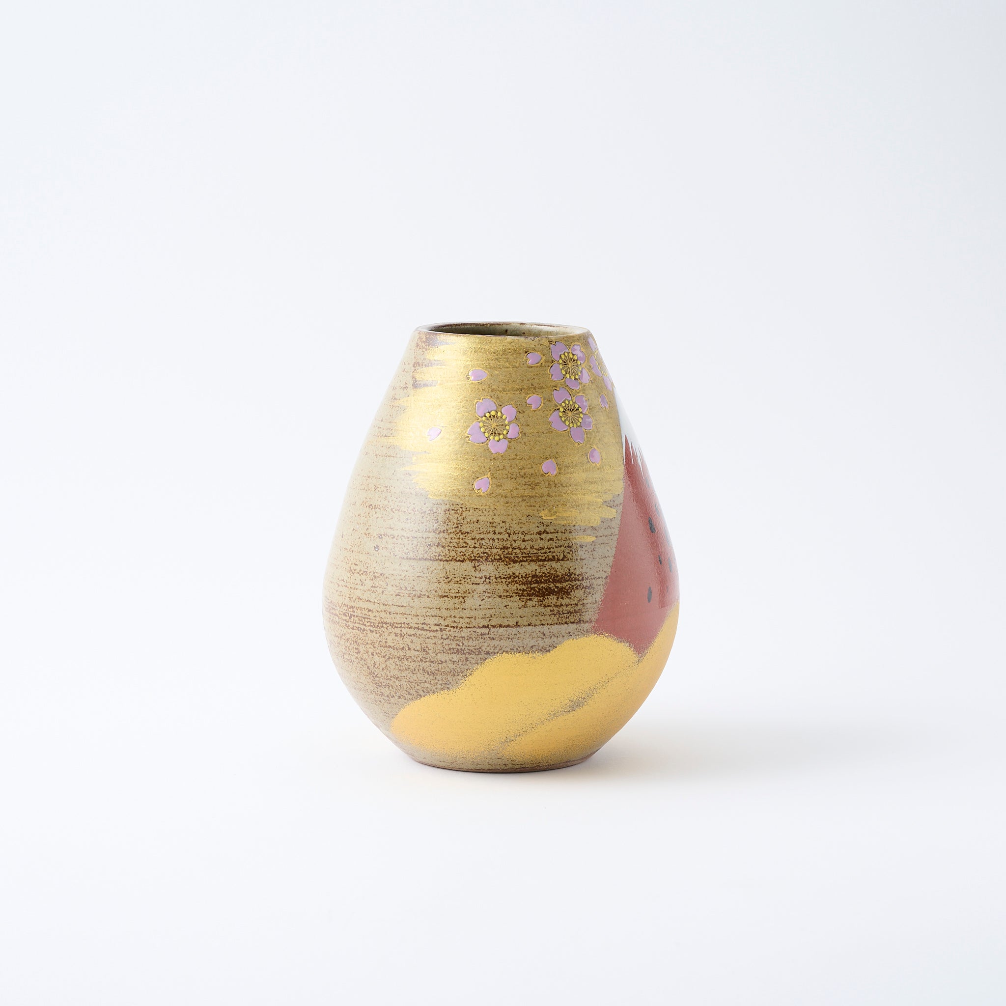 Golden Cloud and Mt. Fuji Flower Vase - JAPAN KUTANI SHOP
