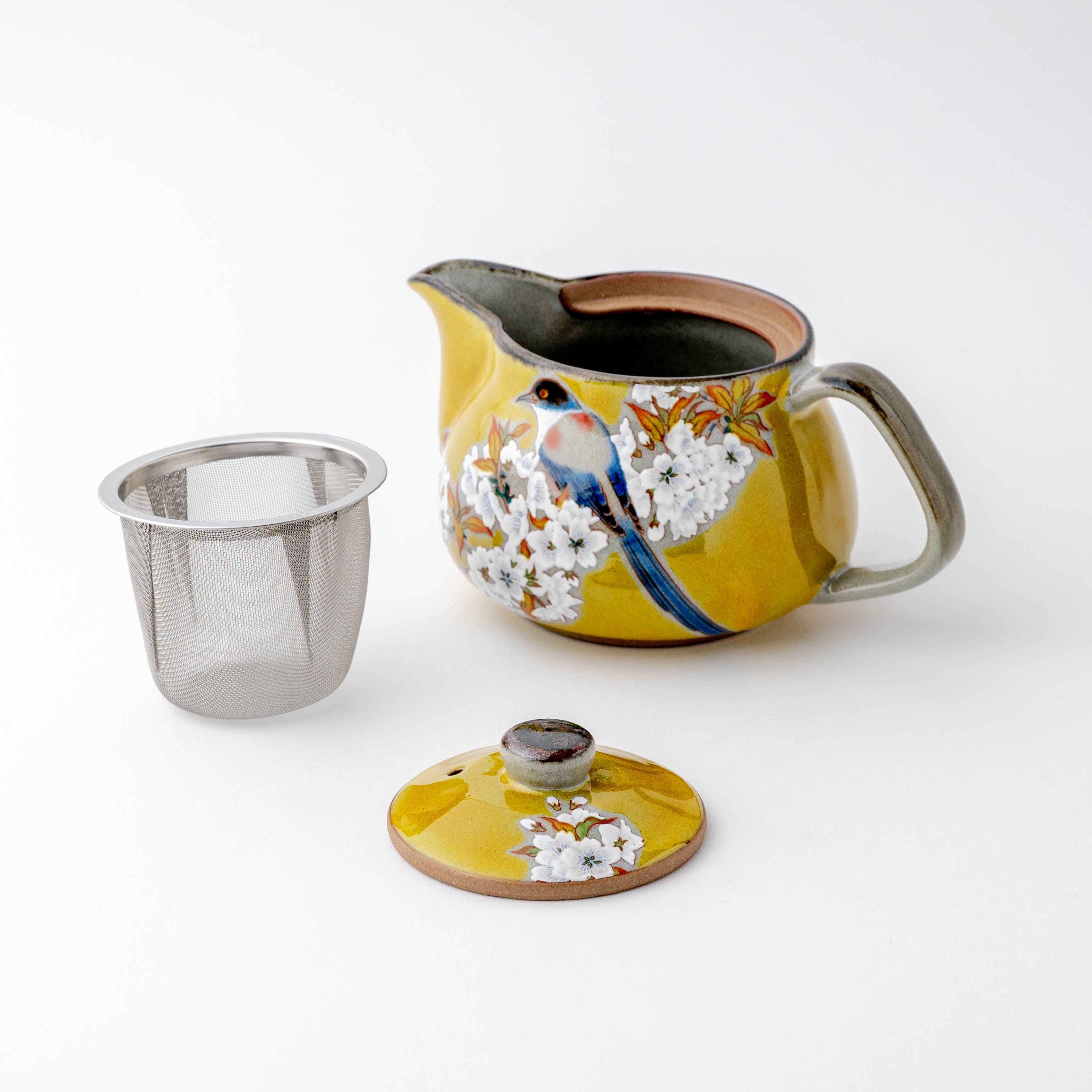 Yoshidaya Sakura and Bird Japanese Teapot