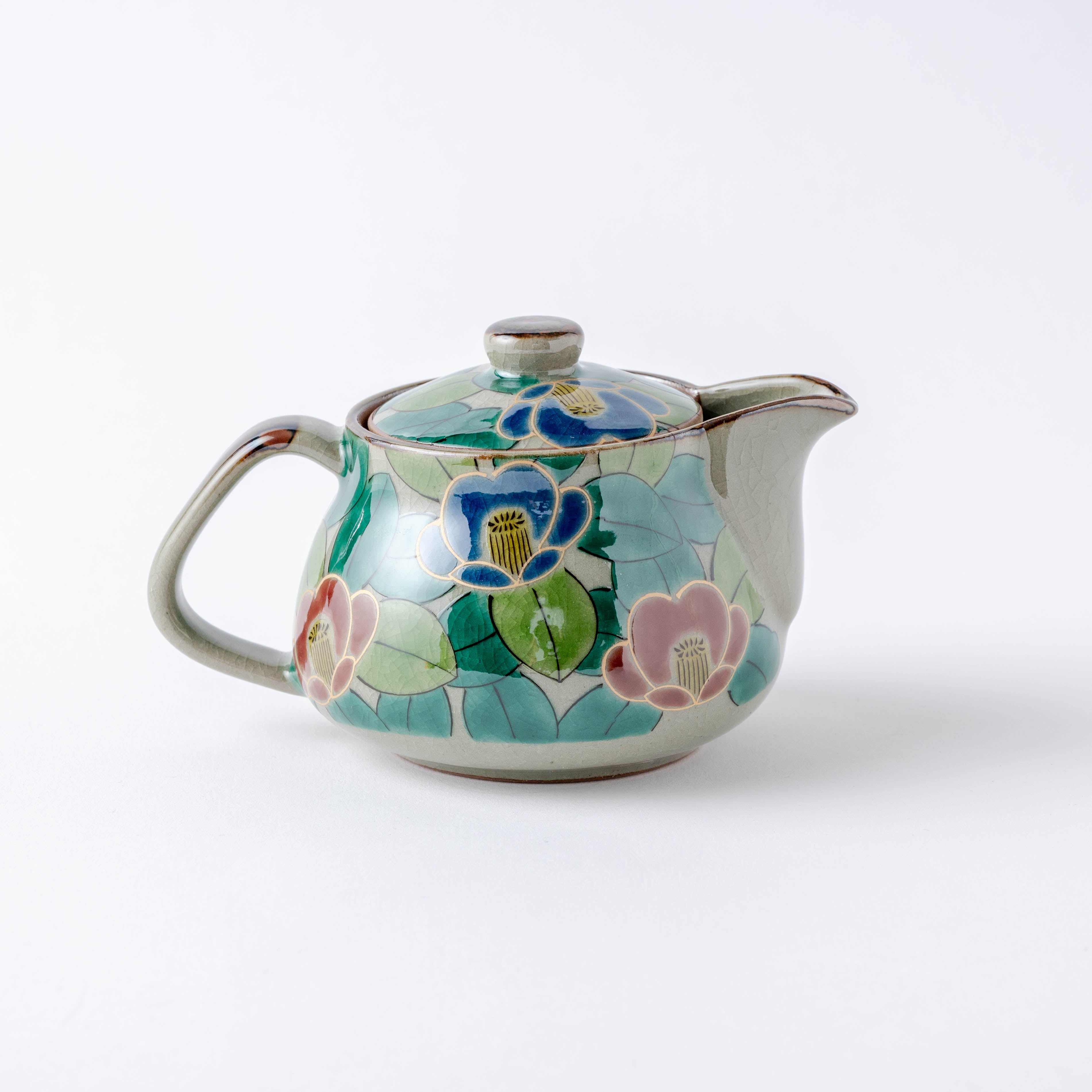 Colorful Sasanqua Japanese Teapot