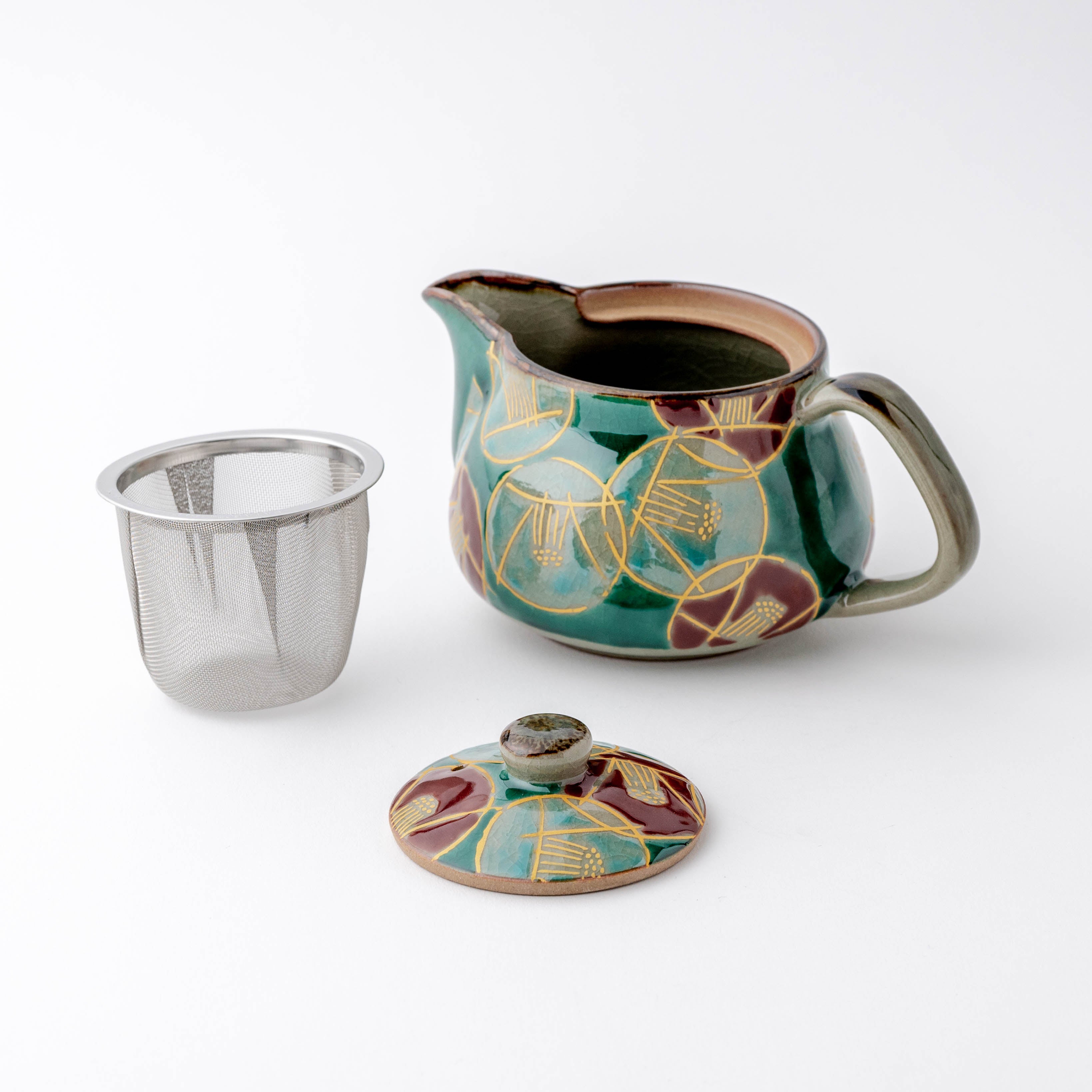 Golden Camellia Japanese Teapot