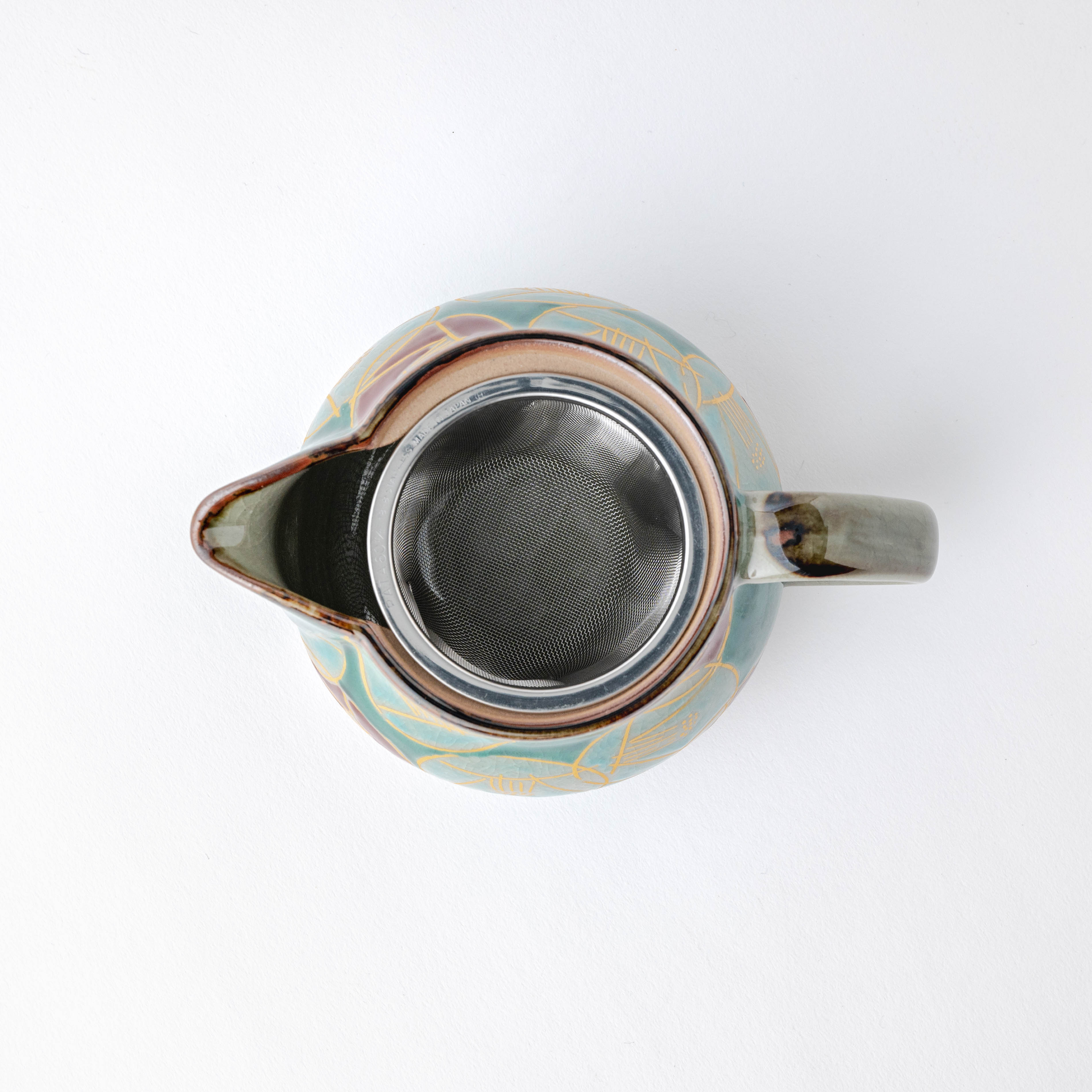 Golden Camellia Japanese Teapot