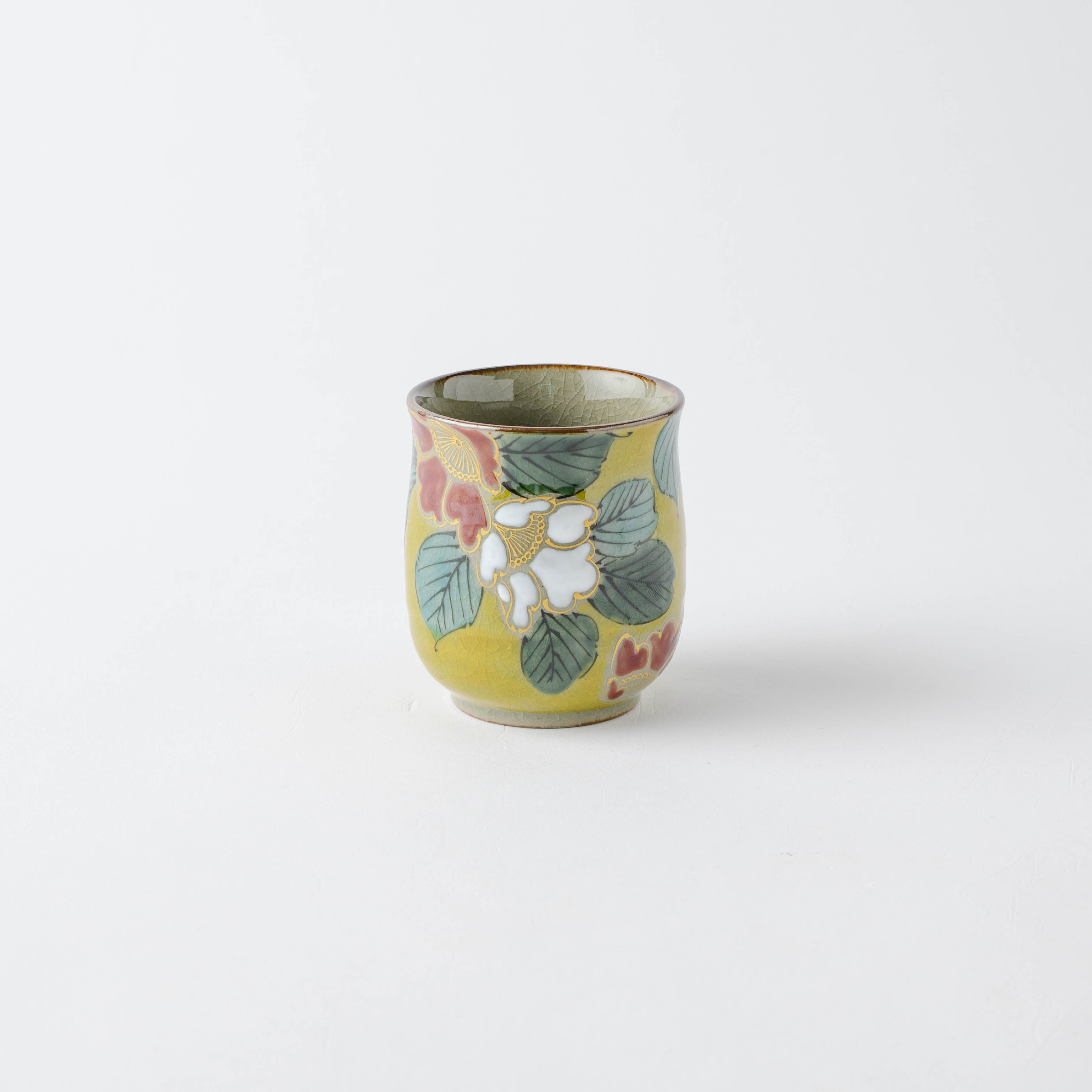 Red and White Sasanqua Japanese Teacup Pair - JAPAN KUTANI SHOP