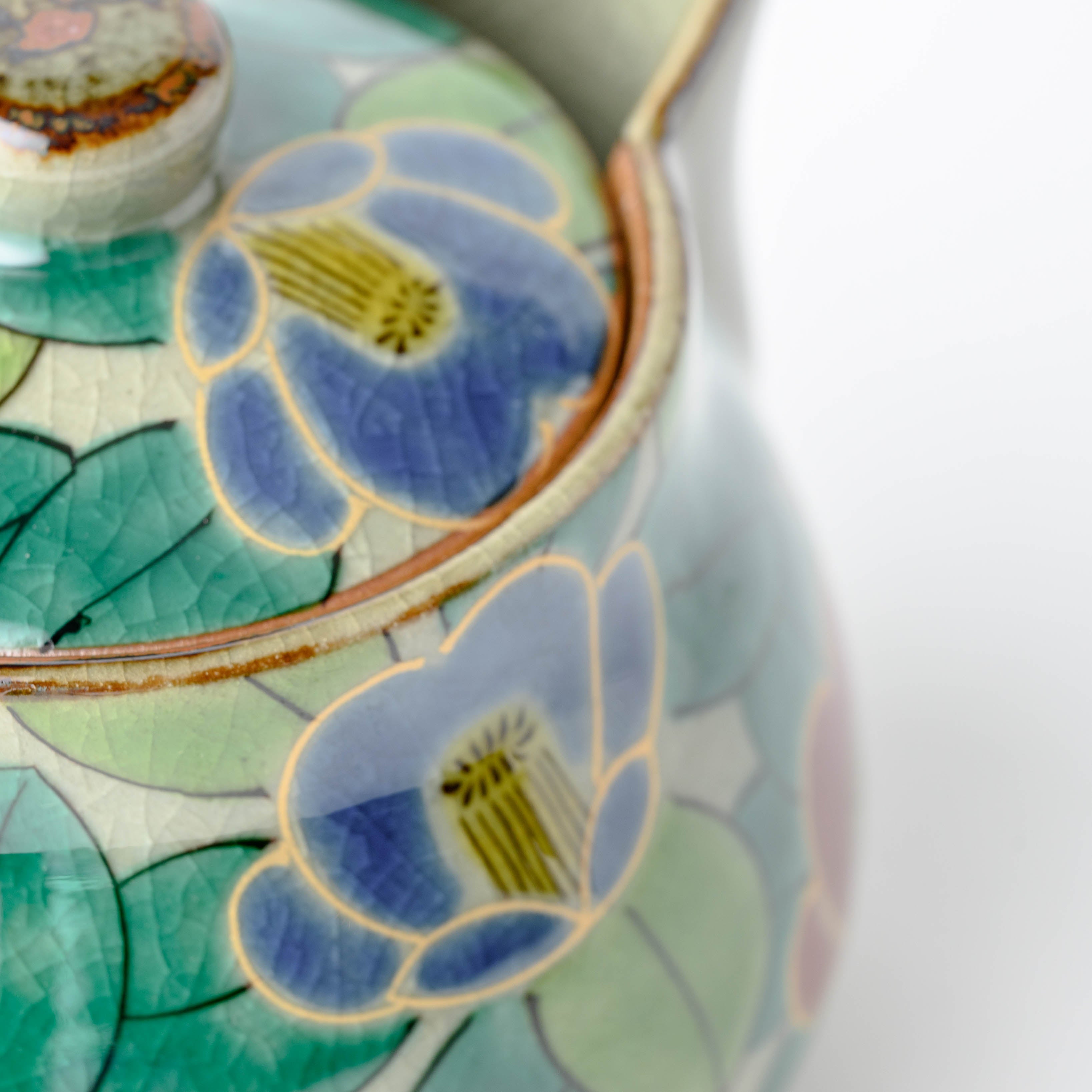 Colorful Sasanqua Japanese Teapot