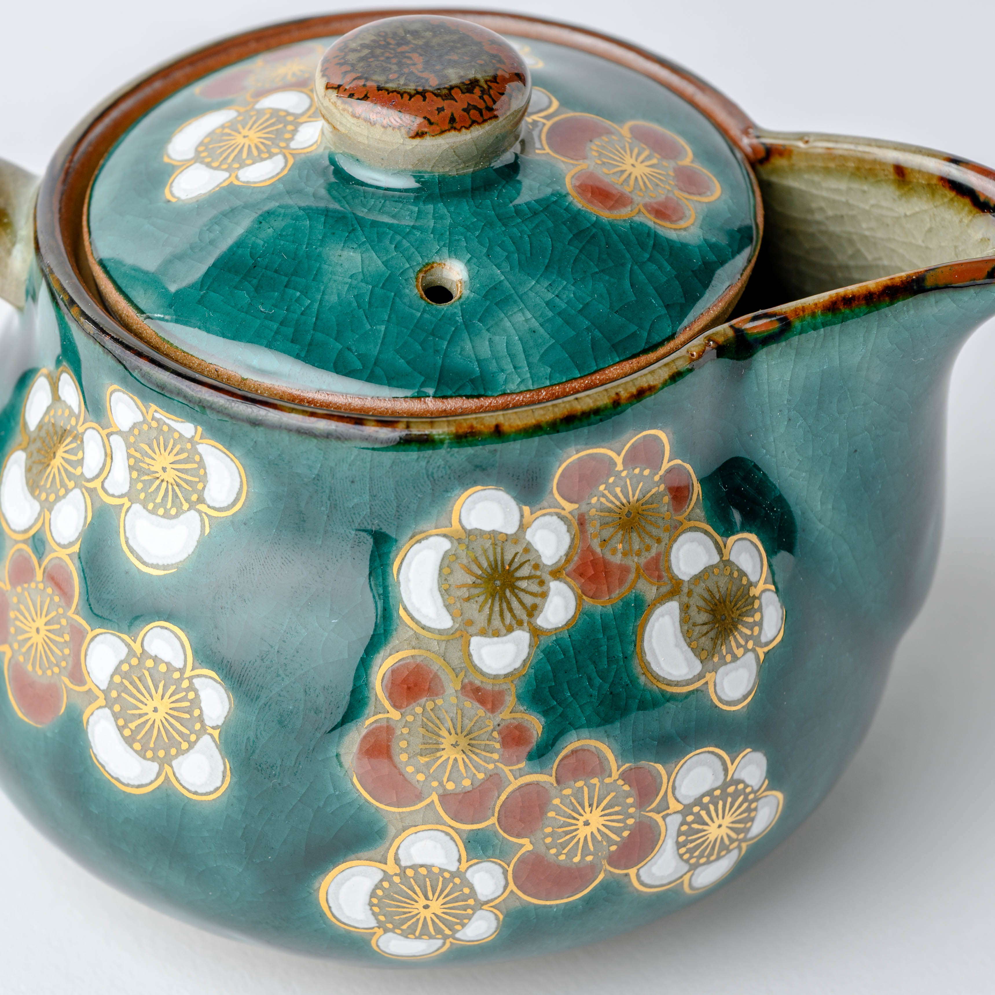Emerald Green Plum Blossom Teapot