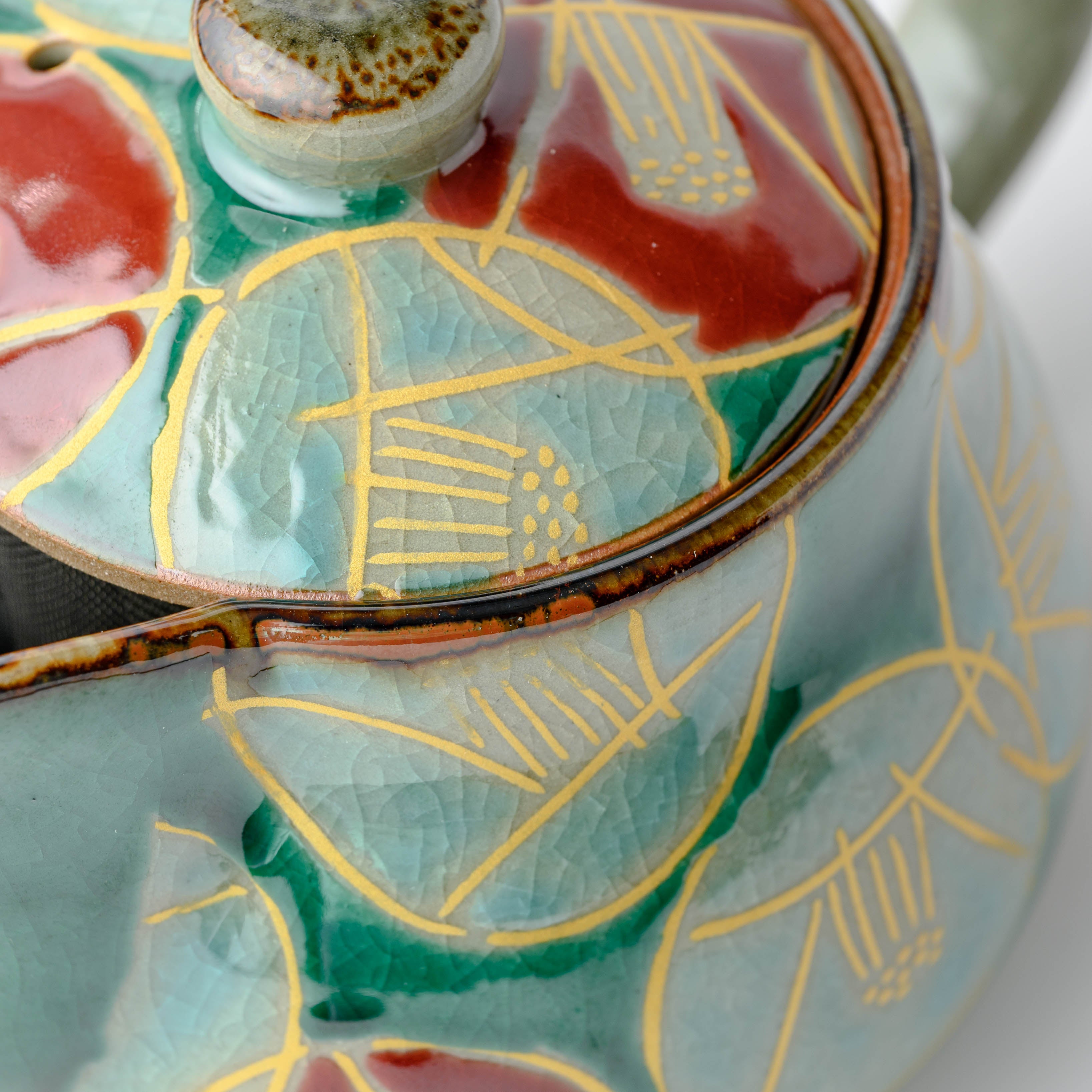 Golden Camellia Japanese Teapot