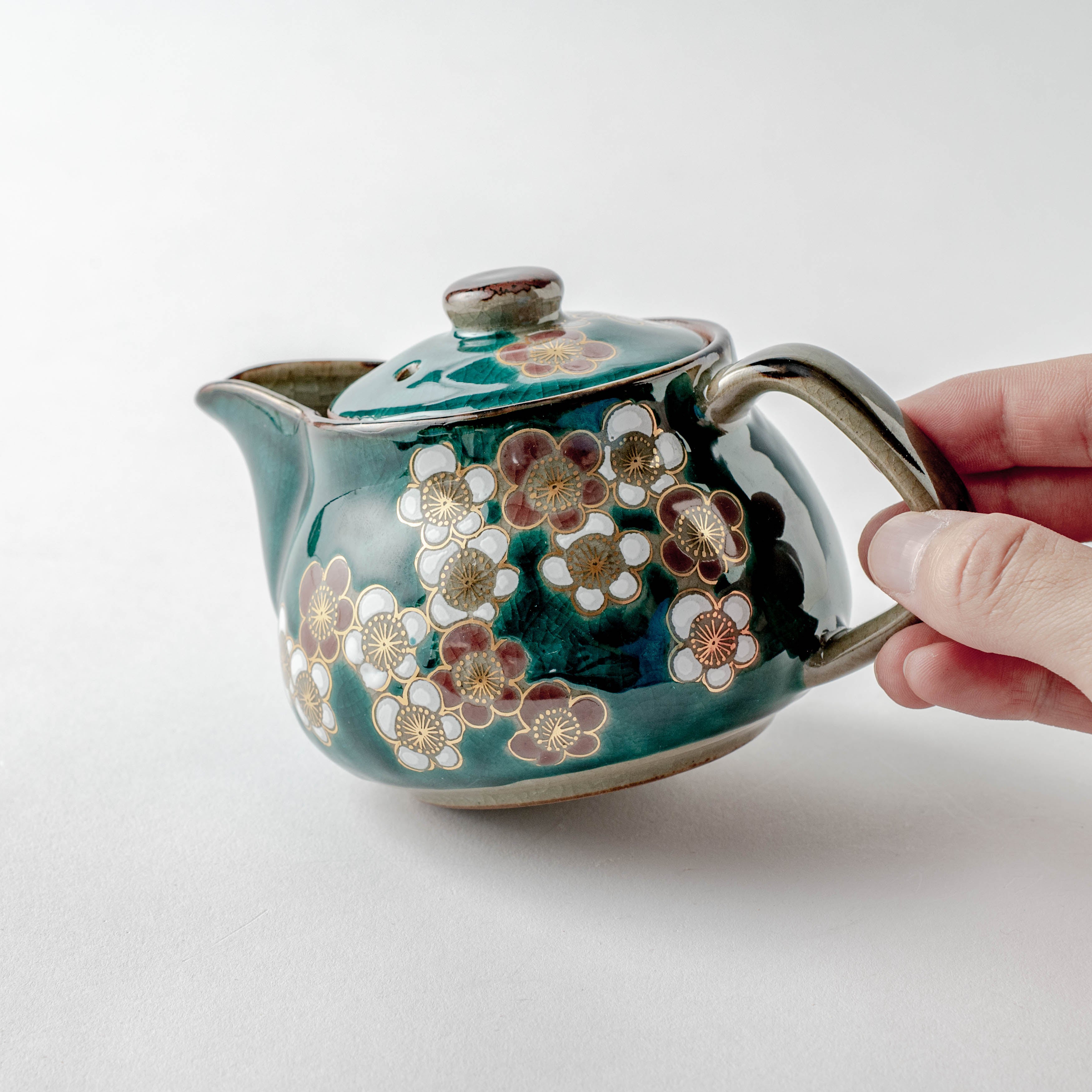 Emerald Green Plum Blossom Teapot