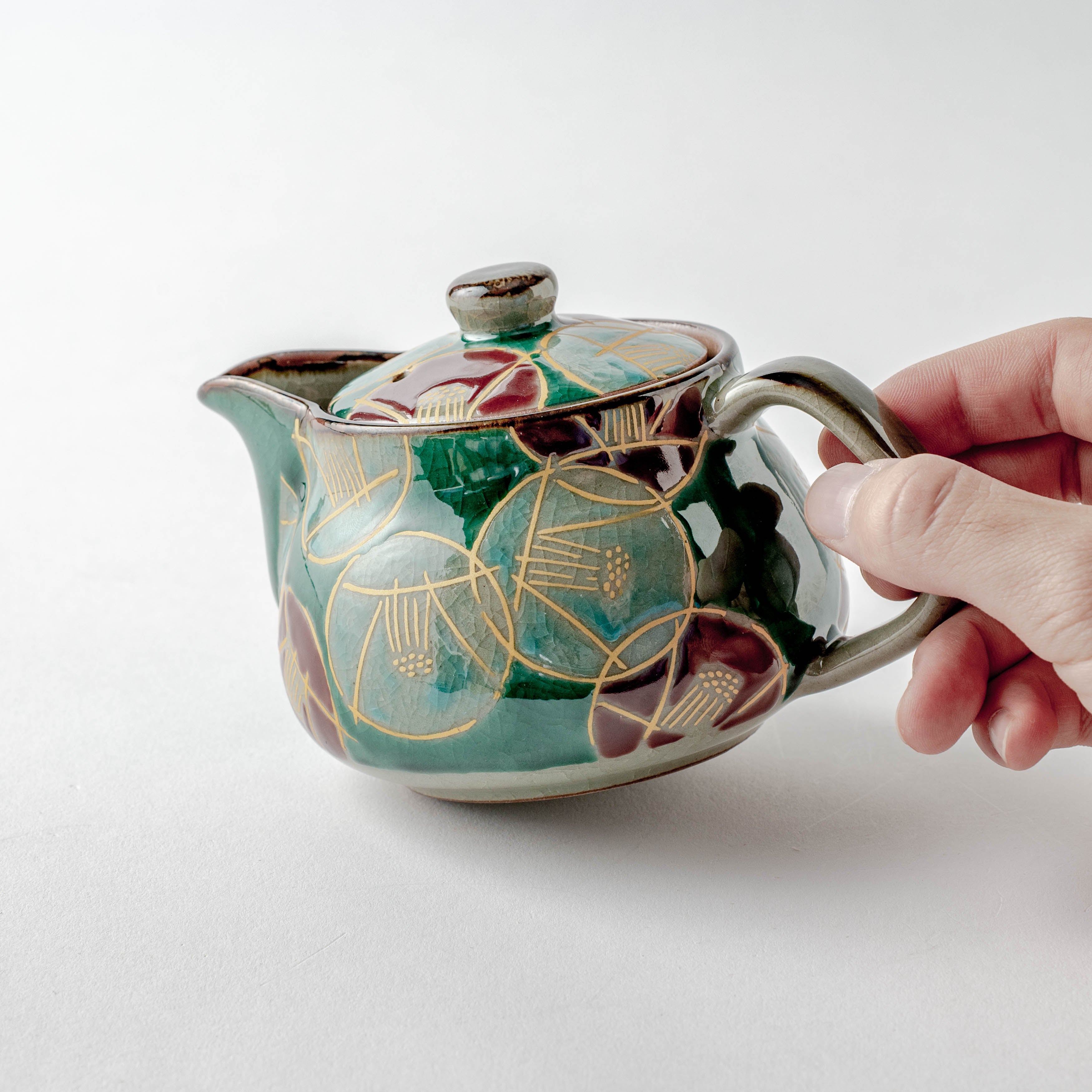 Golden Camellia Japanese Teapot