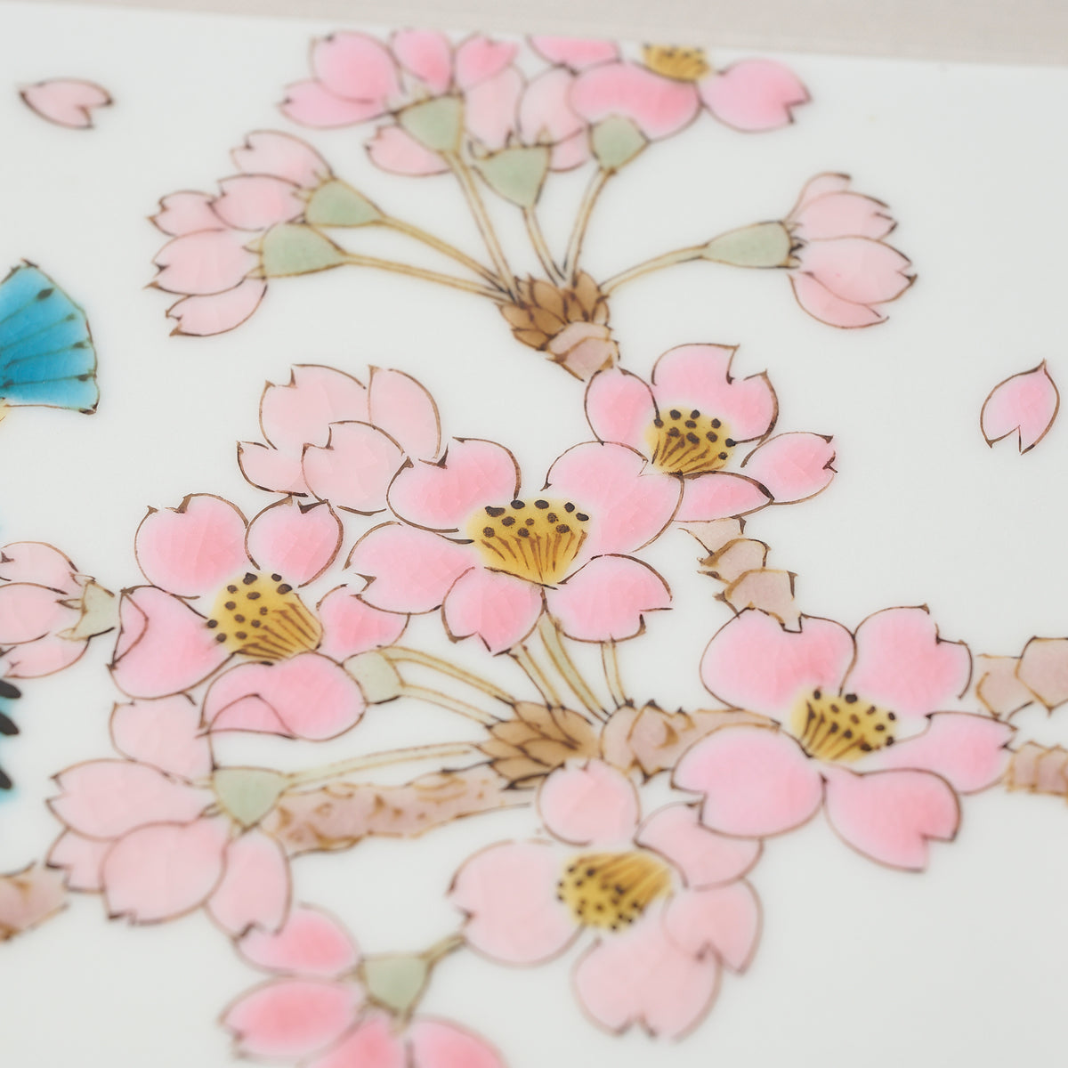 Kingfisher and Sakura Porcelain Plaque