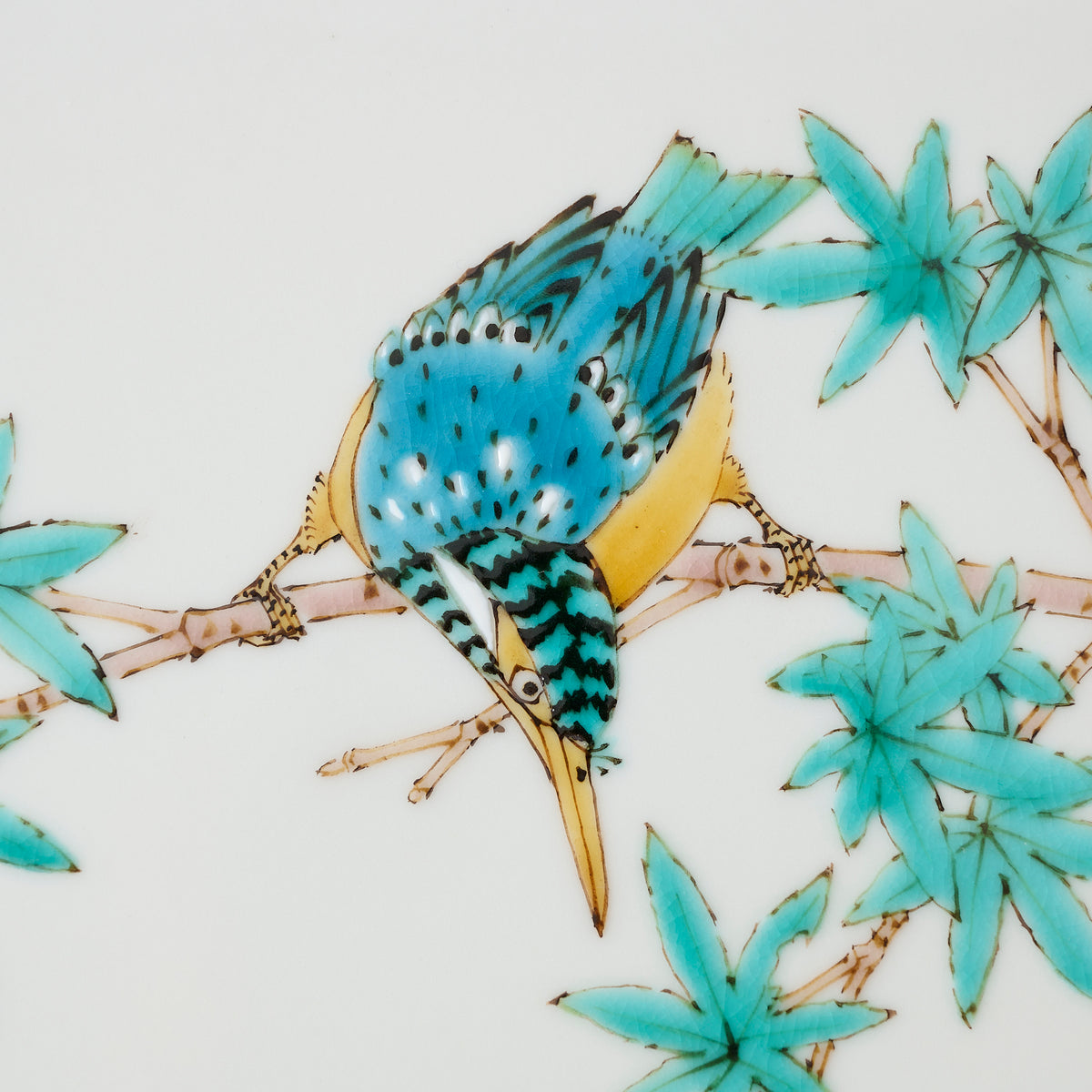 Kingfisher and Maple Porcelain Plaque