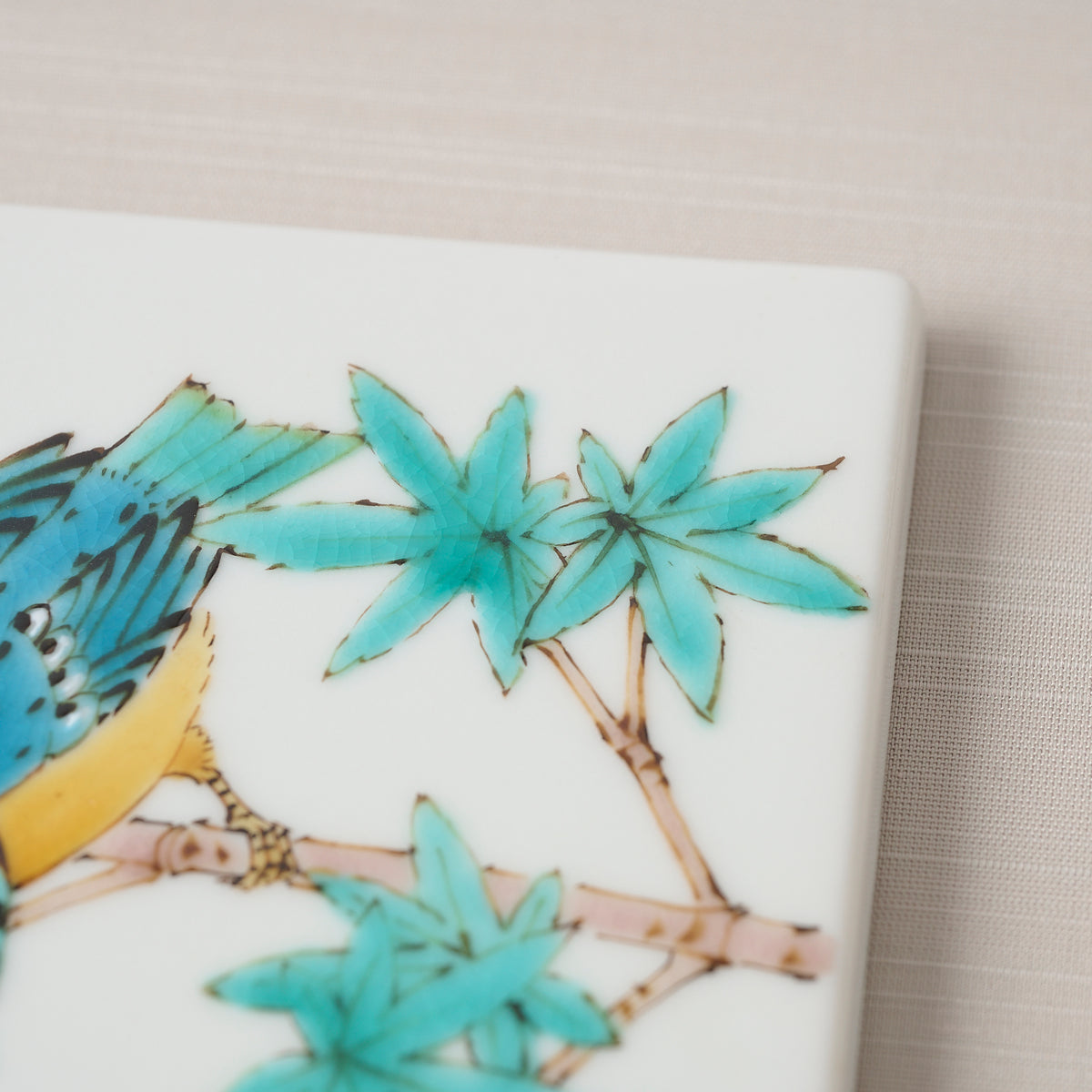 Kingfisher and Maple Porcelain Plaque