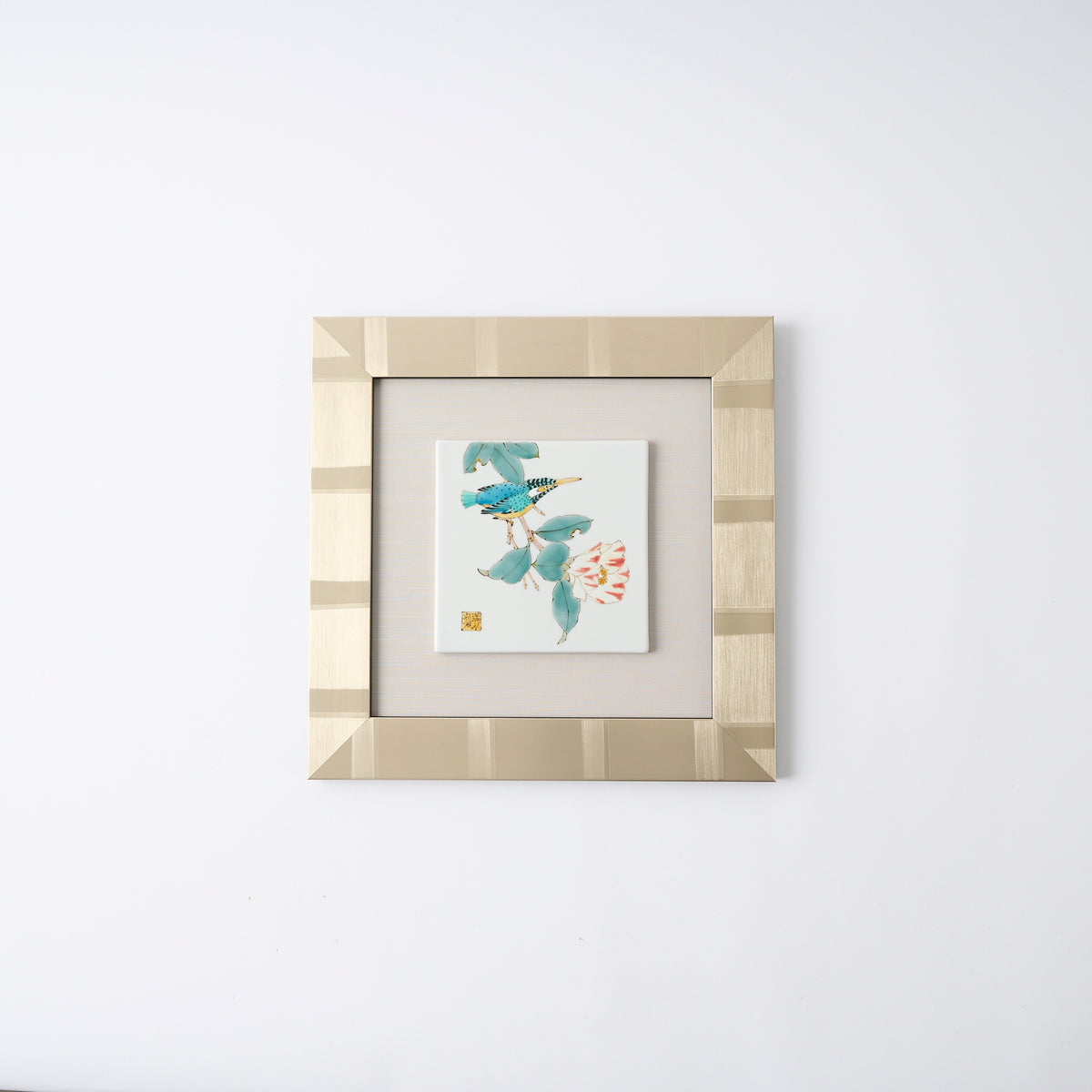 Kingfisher and Camellia Porcelain Plaque
