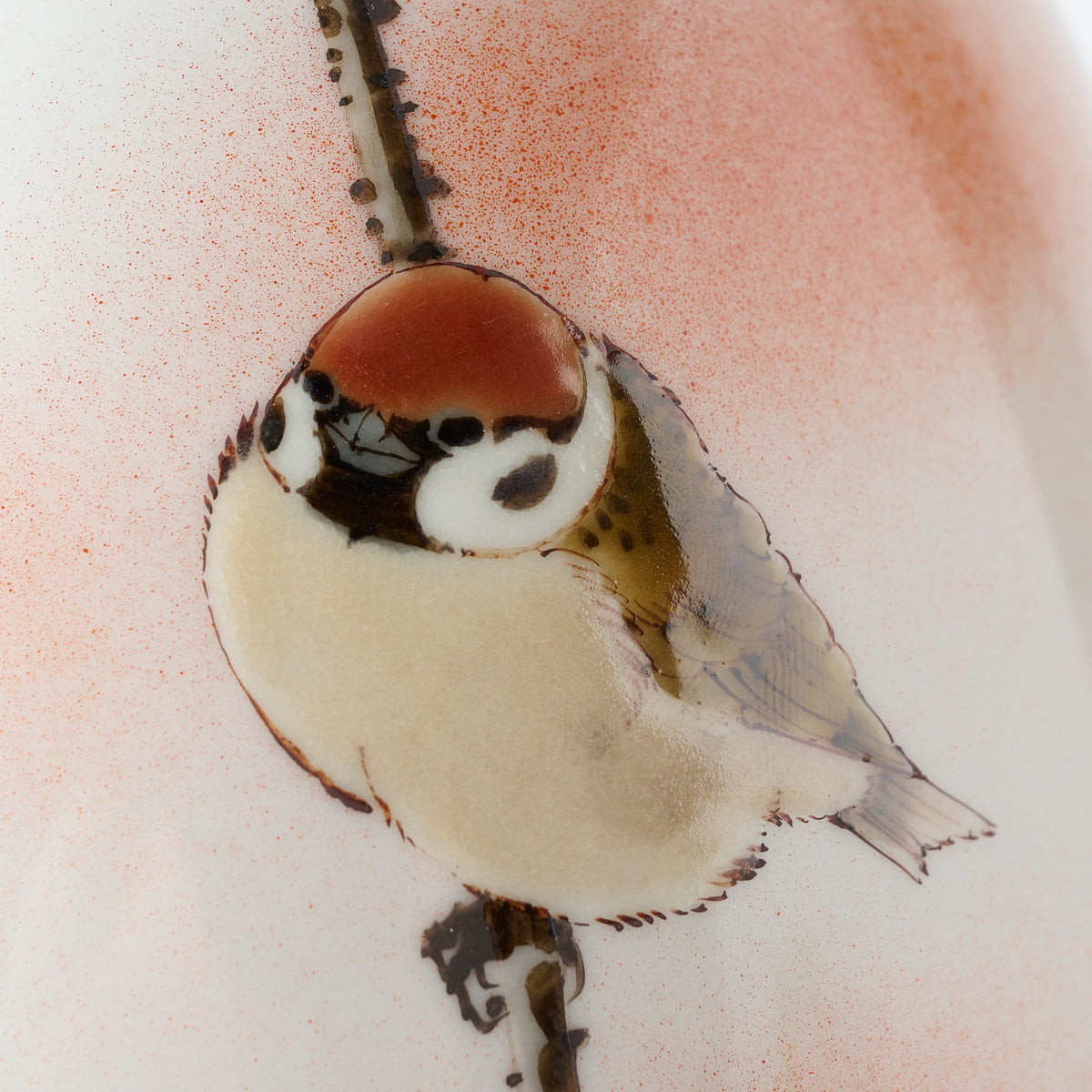 Perched Sparrow Japanese Flower Vase
