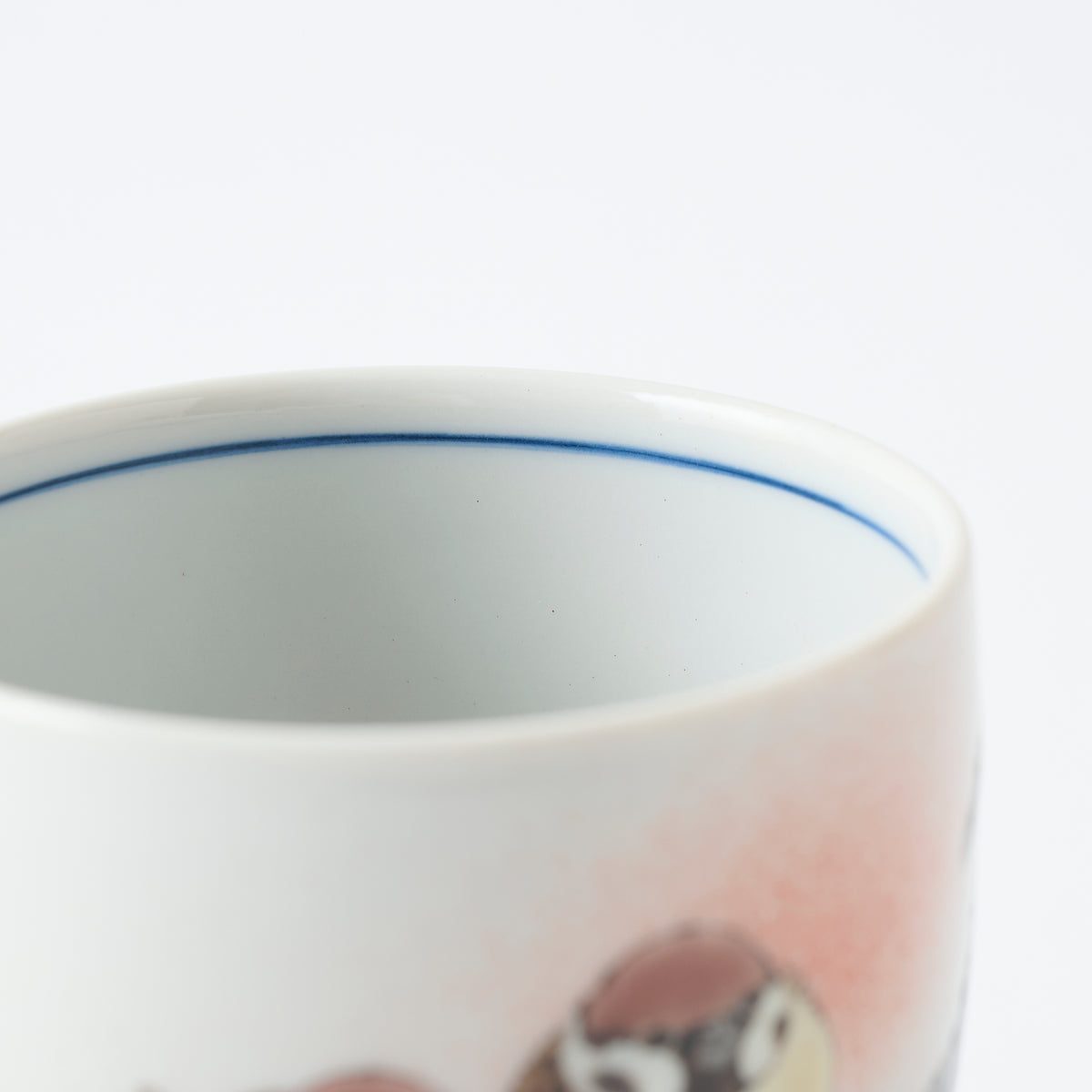 Perched Twin Sparrows Japanese Yunomi Teacup