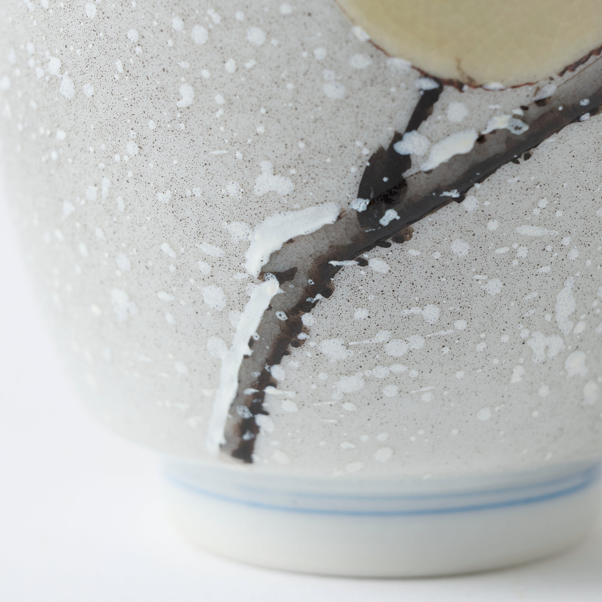 Sparrow in the Snow Japanese Yunomi Teacup