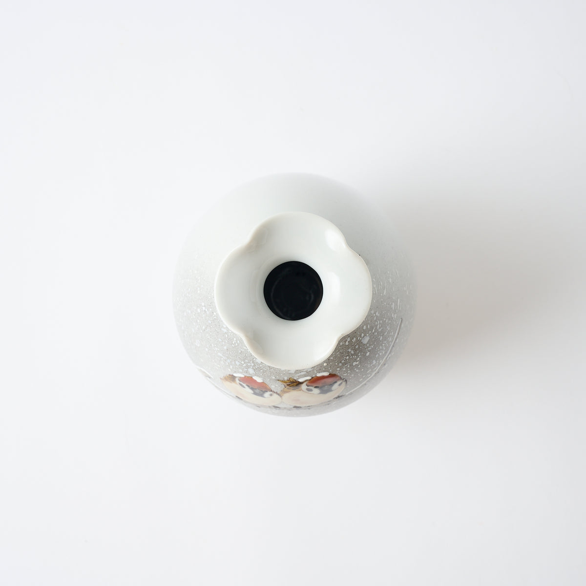 Twin Sparrows in the Snow Japanese Flower Vase