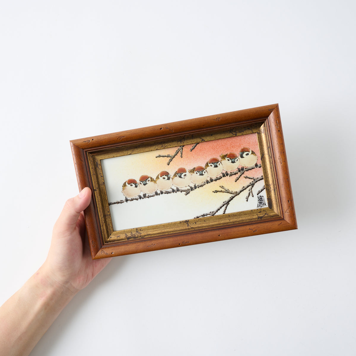 Flock of Sparrows Porcelain Plaque