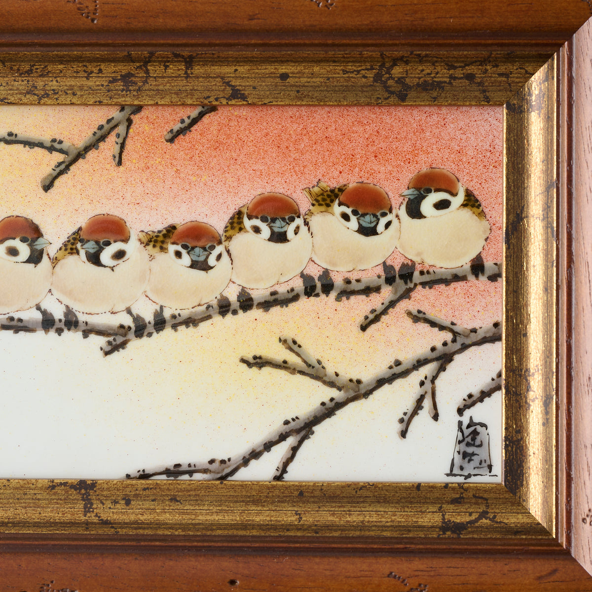 Flock of Sparrows Porcelain Plaque