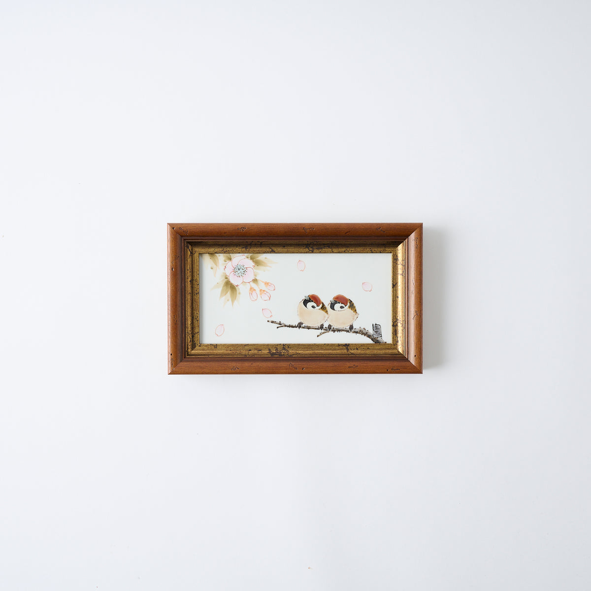 Sparrows and Sakura Porcelain Plaque