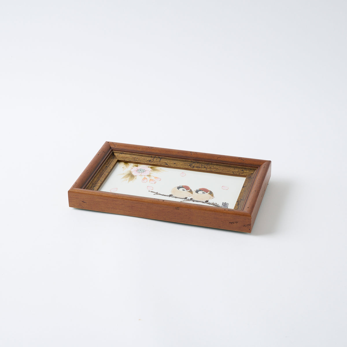 Sparrows and Sakura Porcelain Plaque