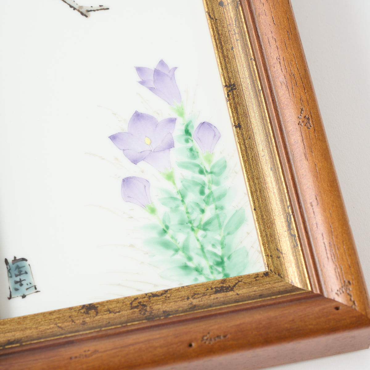 Sparrows and Balloon Flower Porcelain Plaque